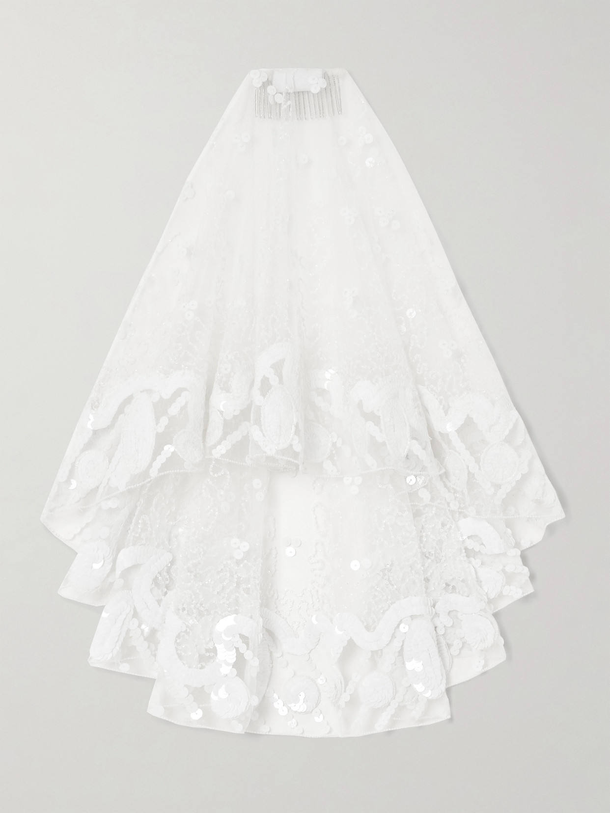 16ARLINGTON - Sequin-embellished Tulle Veil - White