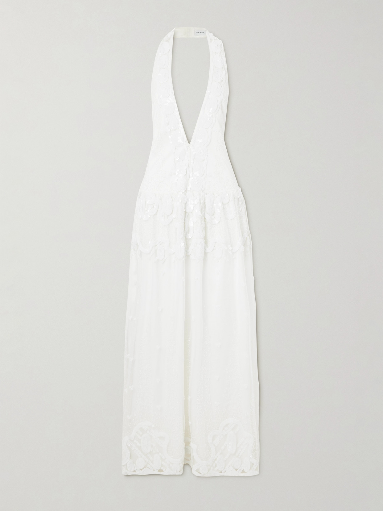 16ARLINGTON - Salina Open-back Sequined Tulle Gown - White