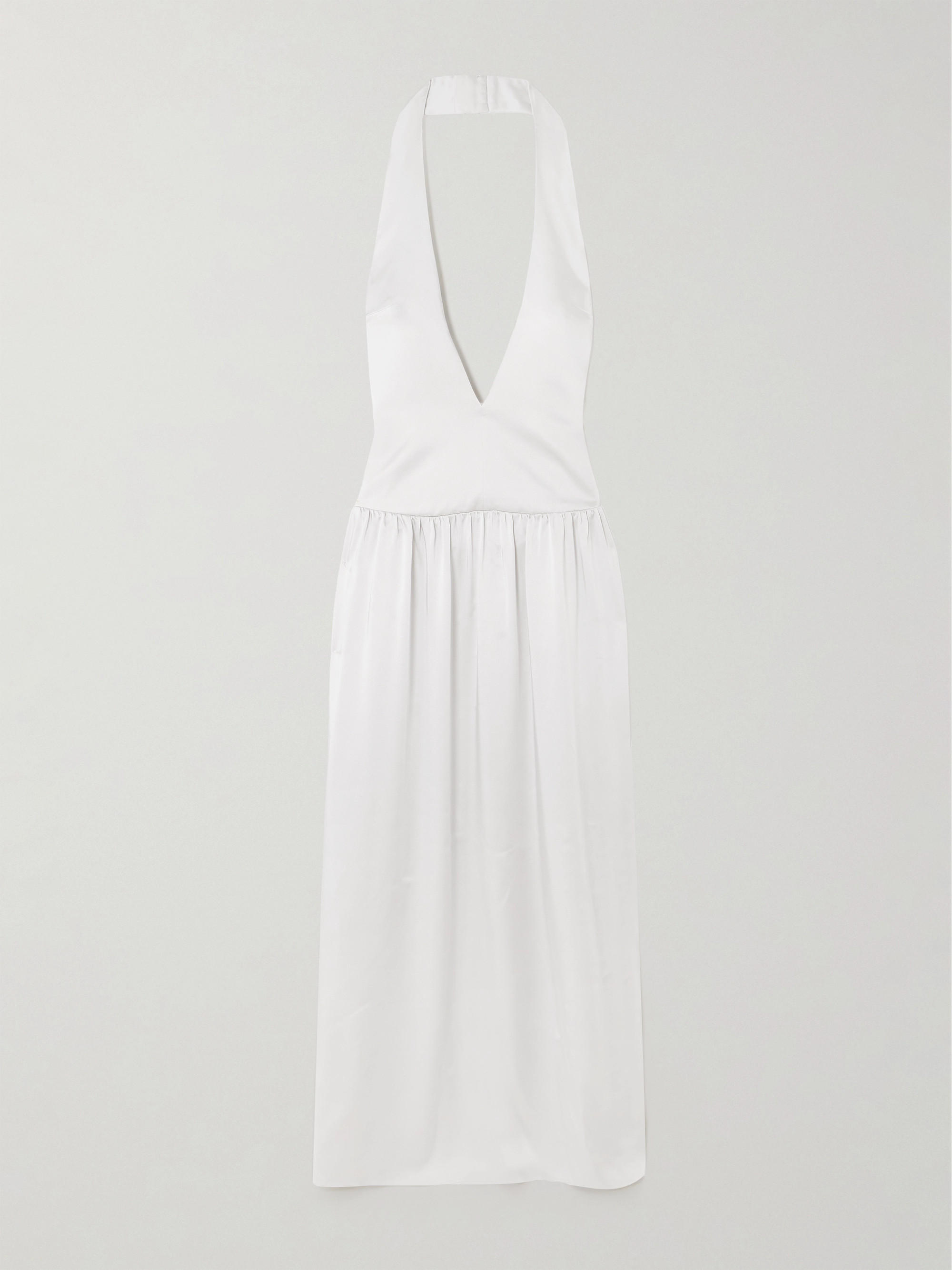 16Arlington Salina gathered satin halterneck gown