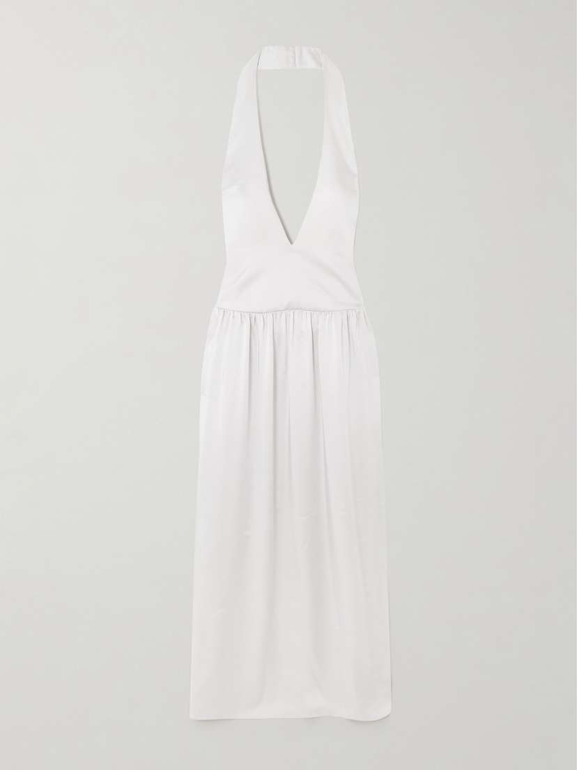 16Arlington Salina Gathered Satin Halterneck Gown