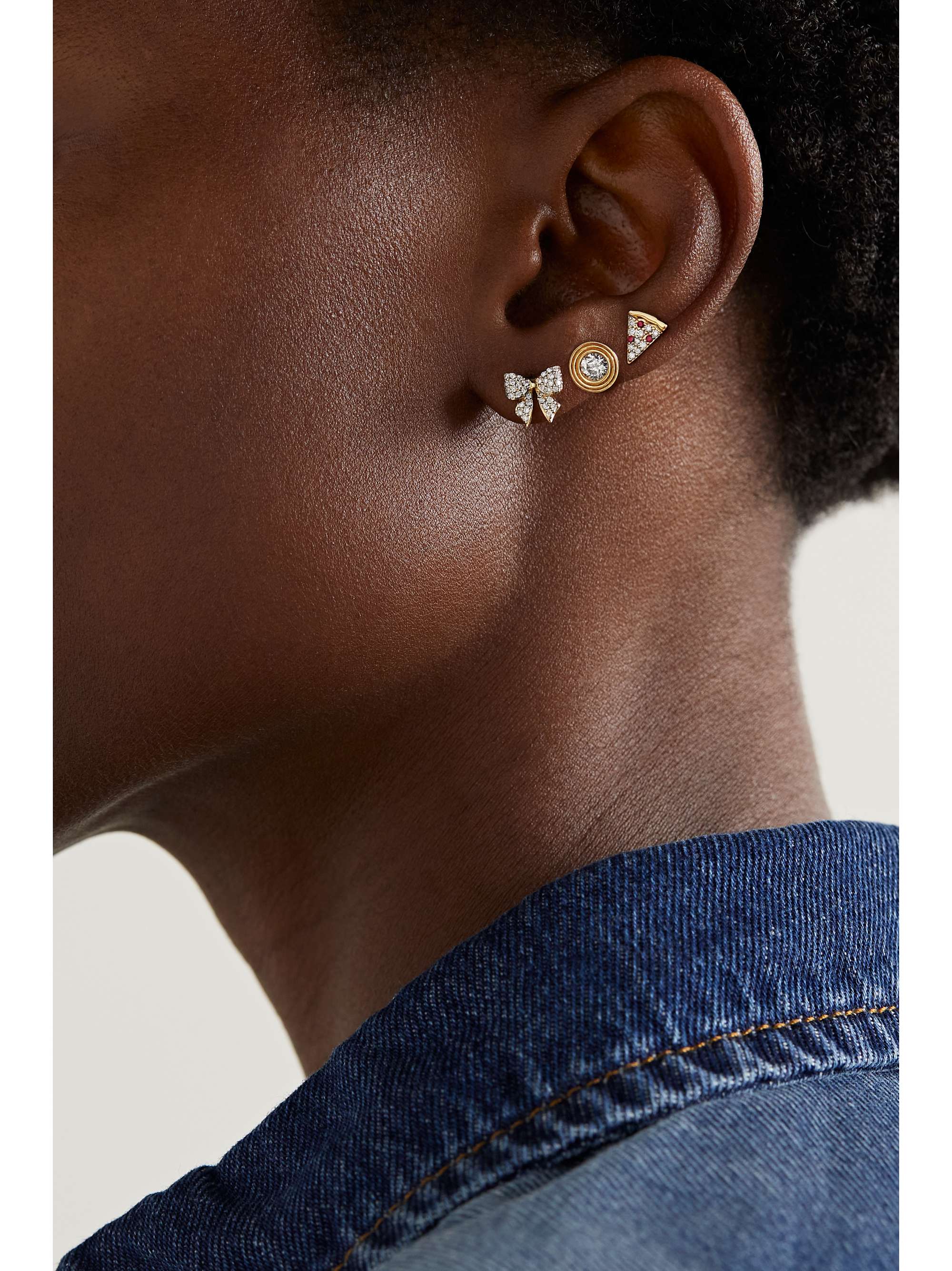 SYDNEY EVAN Small Bow 14-karat gold diamond single earring
