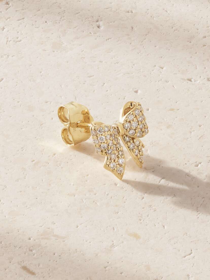 Sydney Evan Small Bow 14-karat Gold Diamond Single Earring