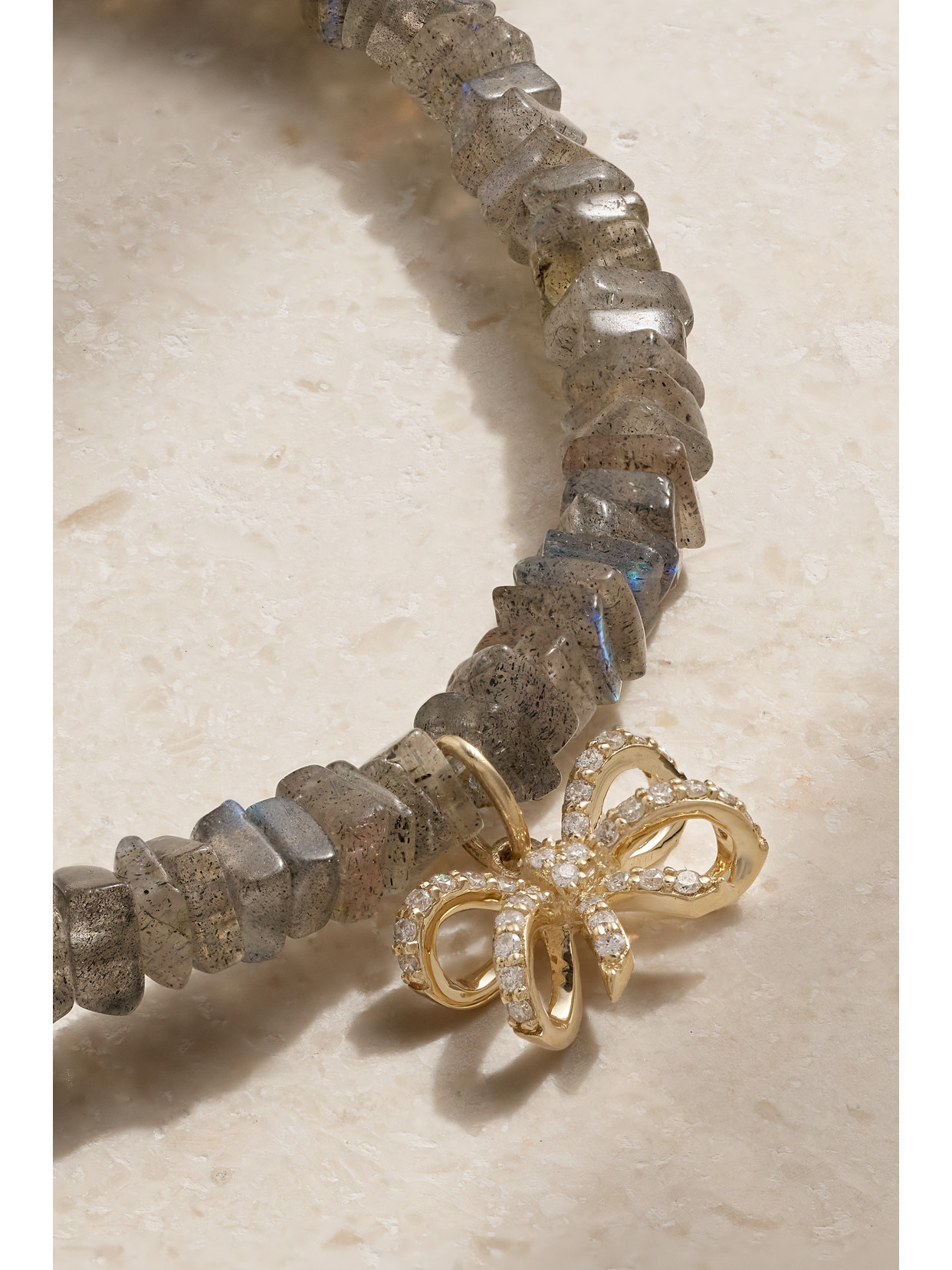 Sydney Evan 14-karat Gold, Labradorite And Diamond Bracelet In Gold