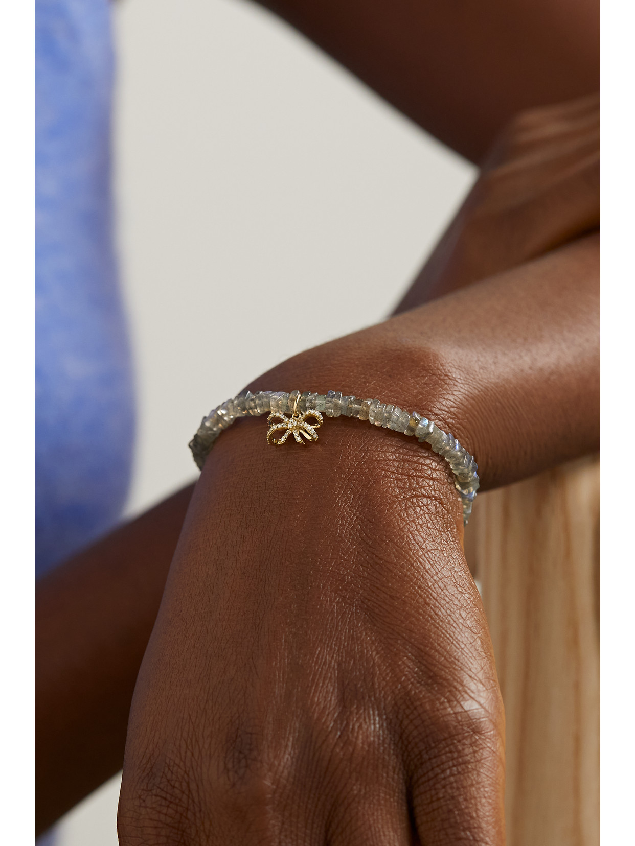 Sydney Evan 14-karat Gold, Labradorite And Diamond Bracelet In Gold