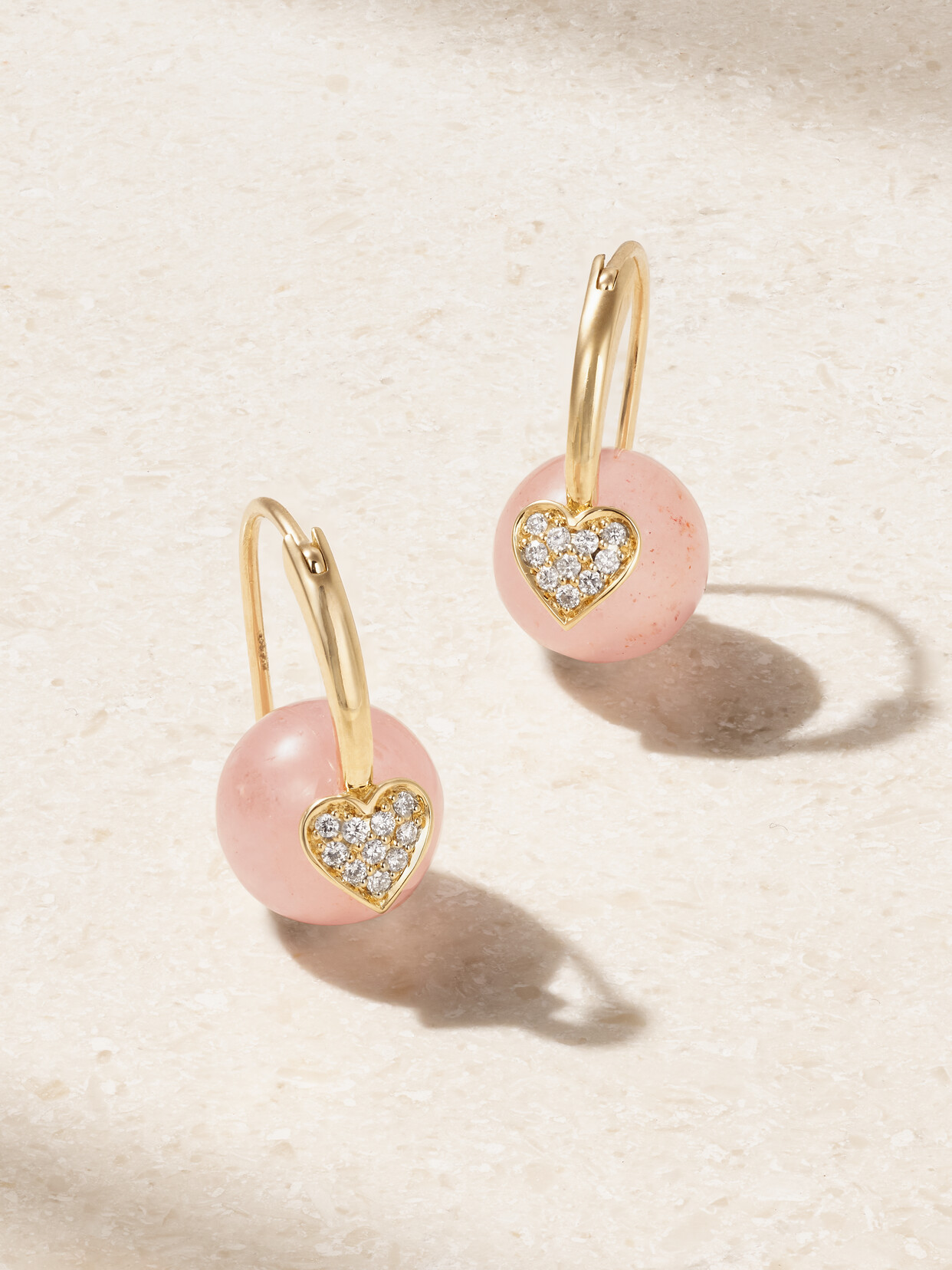 Sydney Evan - Heart 14-karat Gold, Morganite And Diamond Earrings - One size