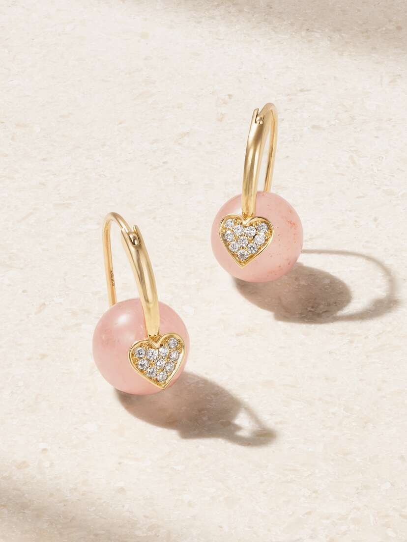 Sydney Evan Heart 14-karat Gold, Morganite And Diamond Earrings