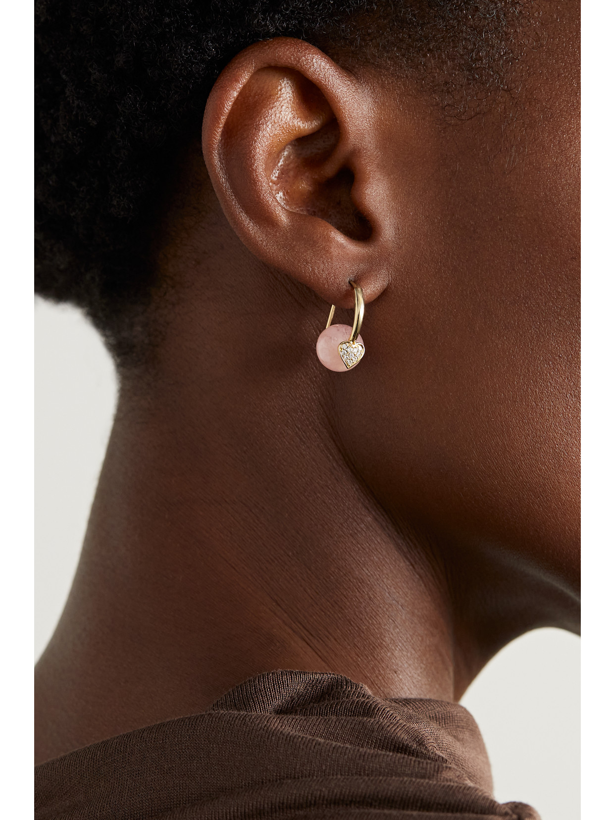 Sydney Evan Heart 14-karat Gold, Morganite And Diamond Earrings In Gold