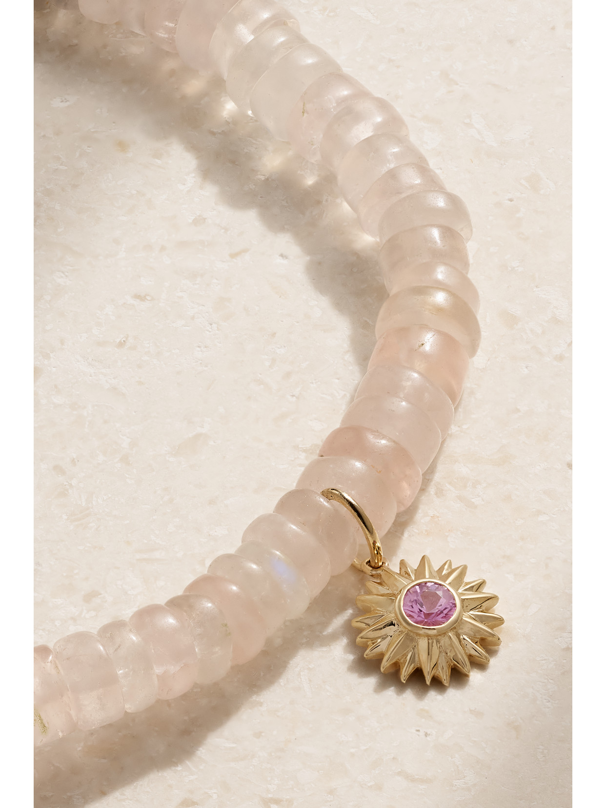 Sydney Evan Sunburst 14-karat Gold, Rose Quartz And Sapphire Bracelet In Gold