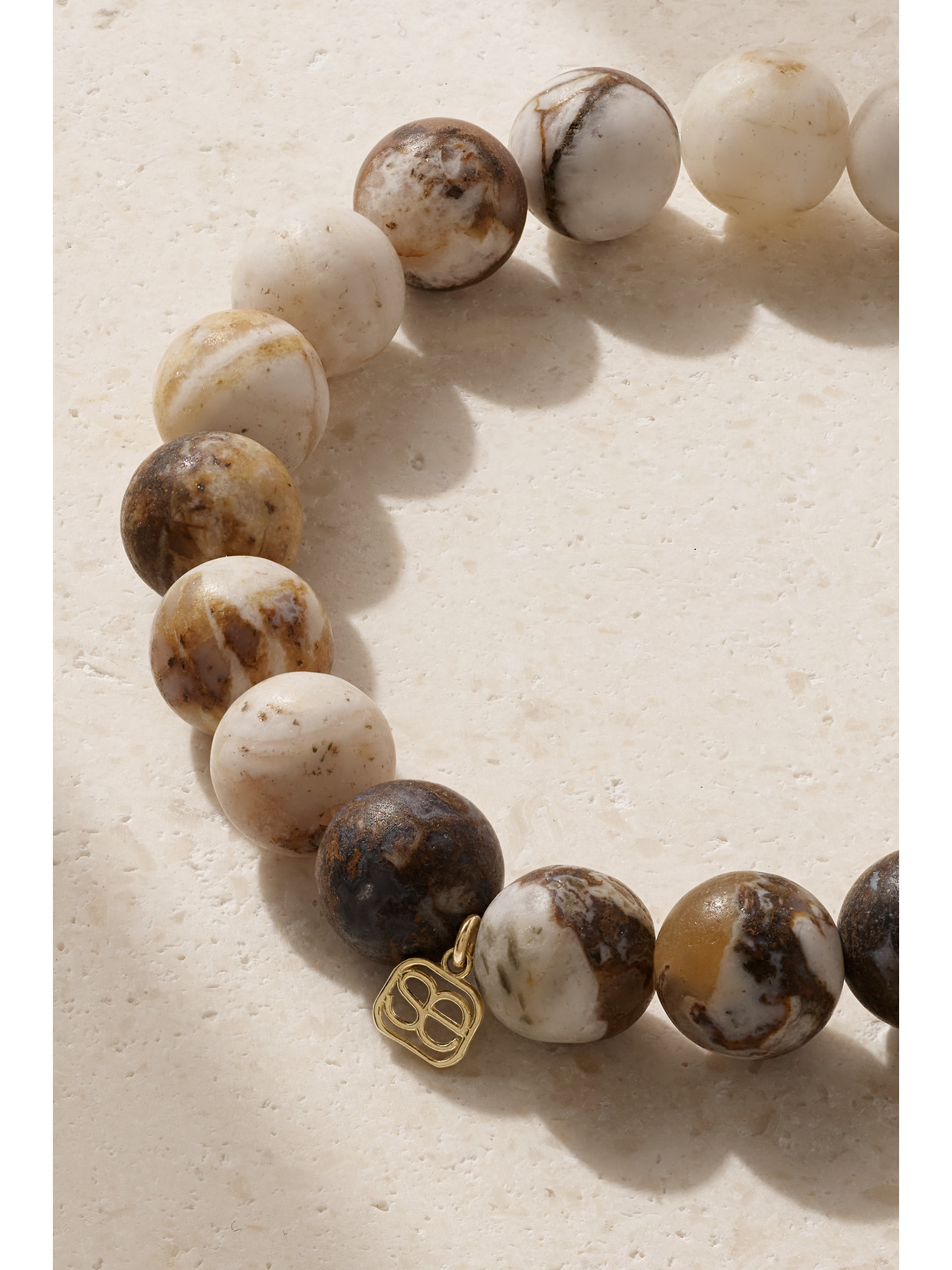 Sydney Evan Small Coco 14-karat Gold, Wooden Opal, Enamel And Diamond Bracelet In Gold