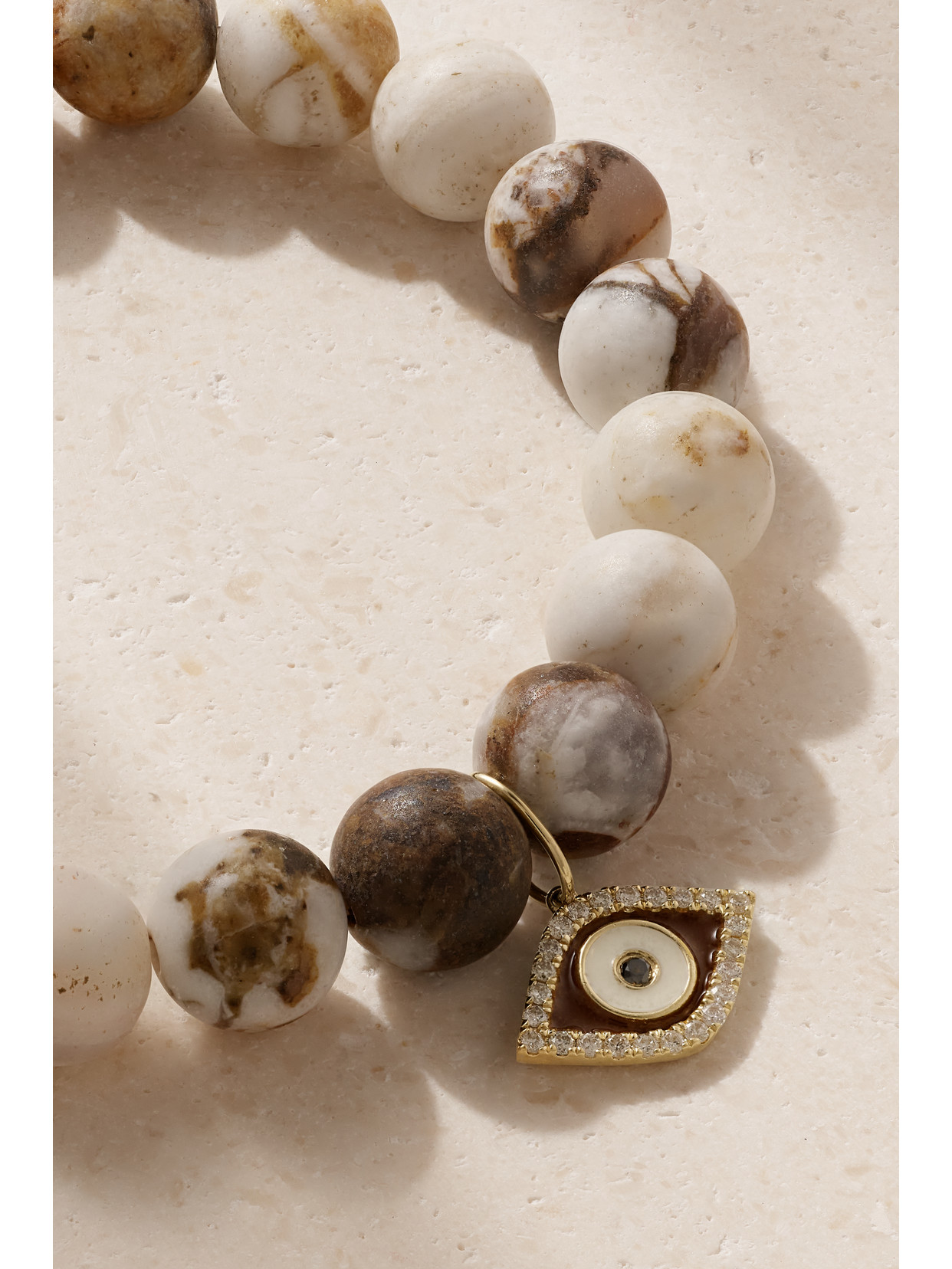 Sydney Evan Small Coco 14-karat Gold, Wooden Opal, Enamel And Diamond Bracelet In Gold