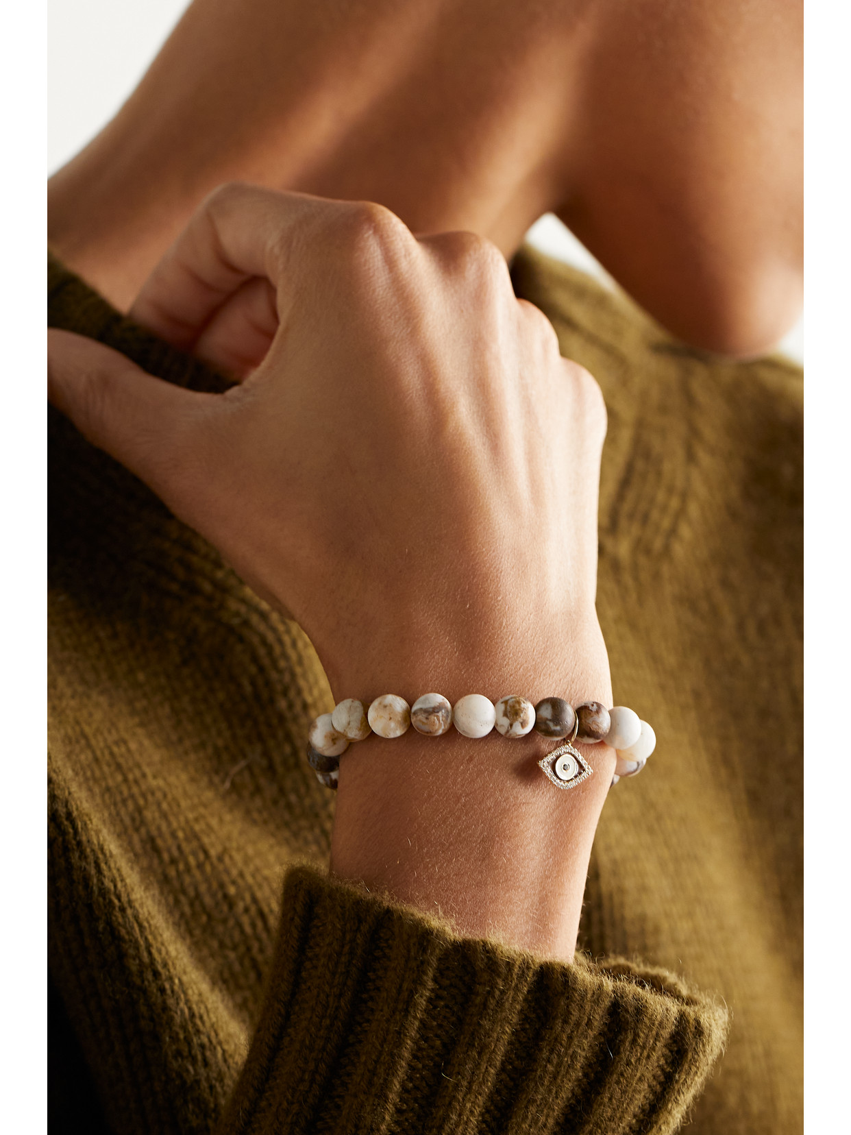 Sydney Evan Small Coco 14-karat Gold, Wooden Opal, Enamel And Diamond Bracelet In Gold