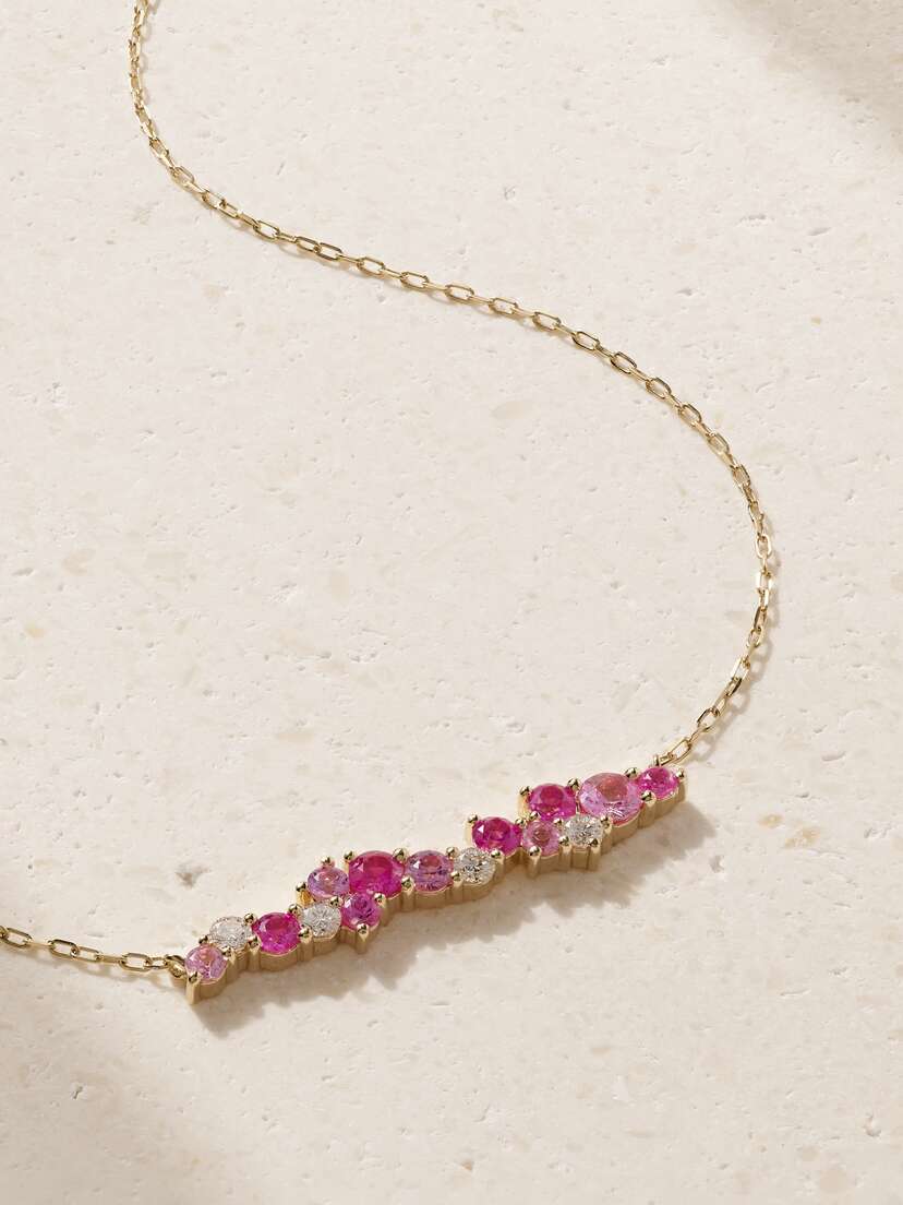 Sydney Evan Cocktail Bar 14-karat Gold, Sapphire And Diamond Necklace
