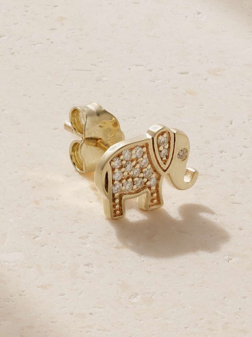 Sydney Evan Elephant 14-karat Gold Diamond Single Earring