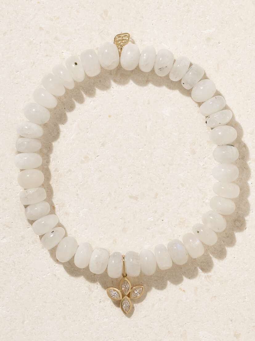 Sydney Evan Eye Flower 14-karat Gold, Moonstone And Diamond Bracelet