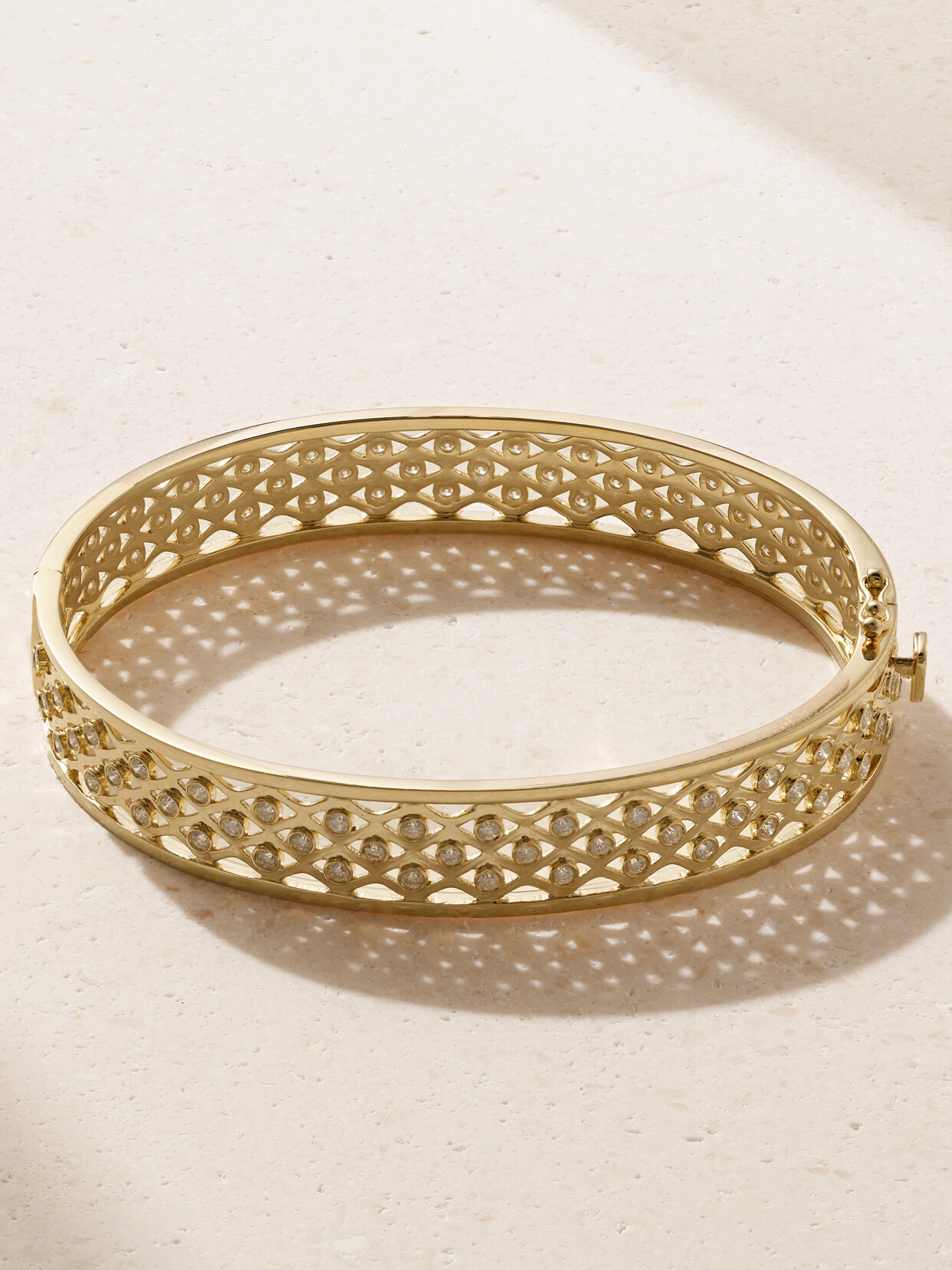 Sydney Evan Large Fishnet 14-karat Gold Diamond Bracelet