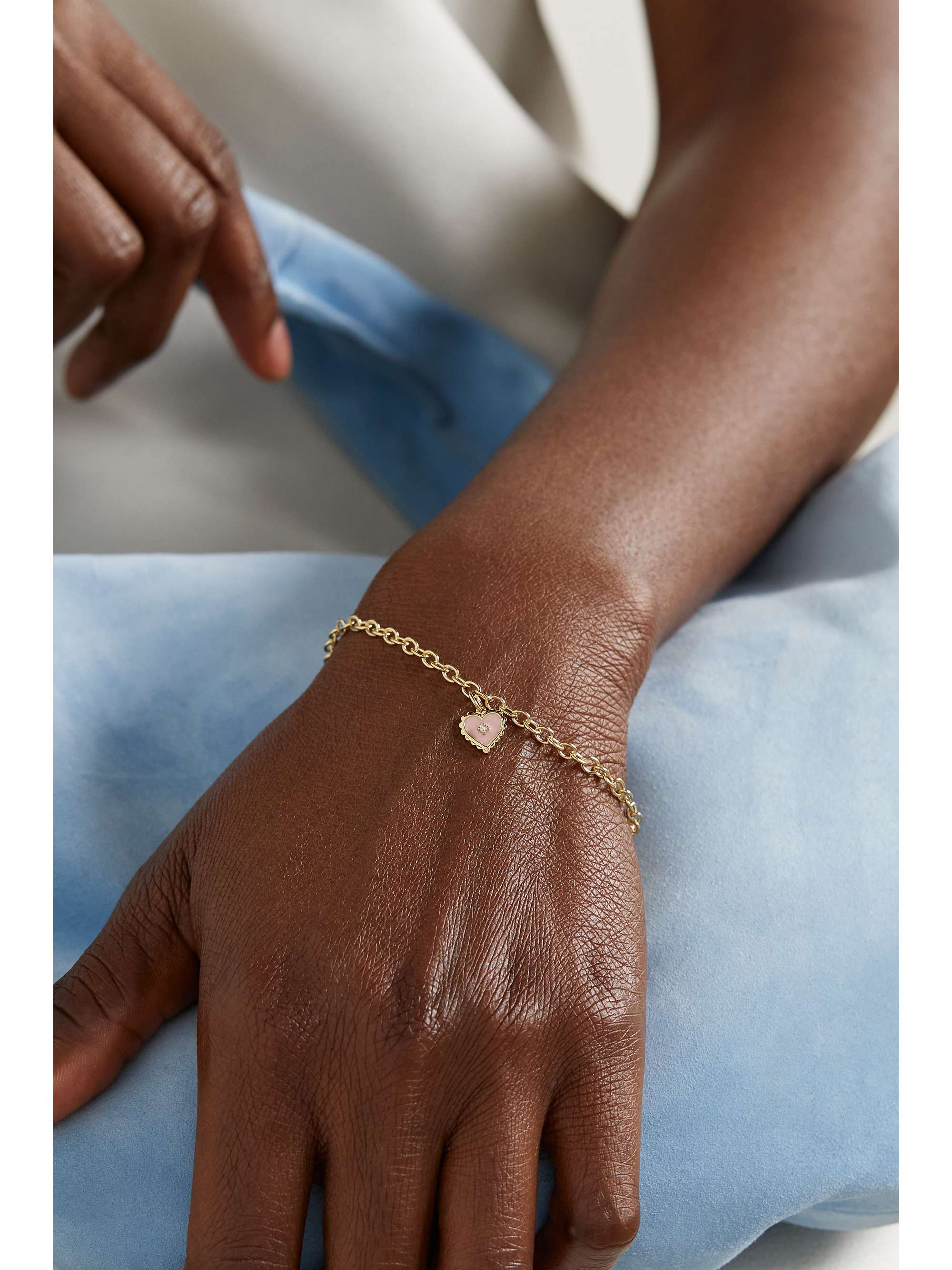 14 karat gold enamel and diamond bracelet