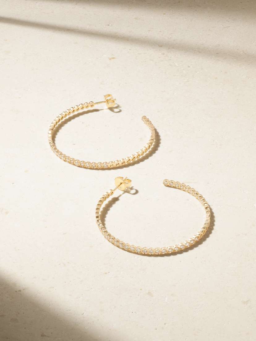 Sydney Evan 14-karat Gold Diamond Hoop Earrings