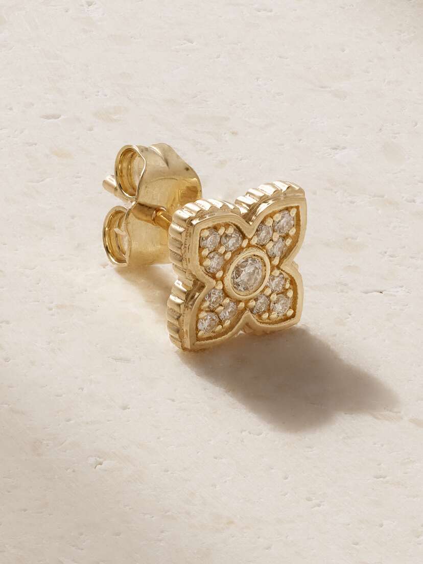 Sydney Evan Moroccan Flower 14-karat Gold Diamond Single Earring