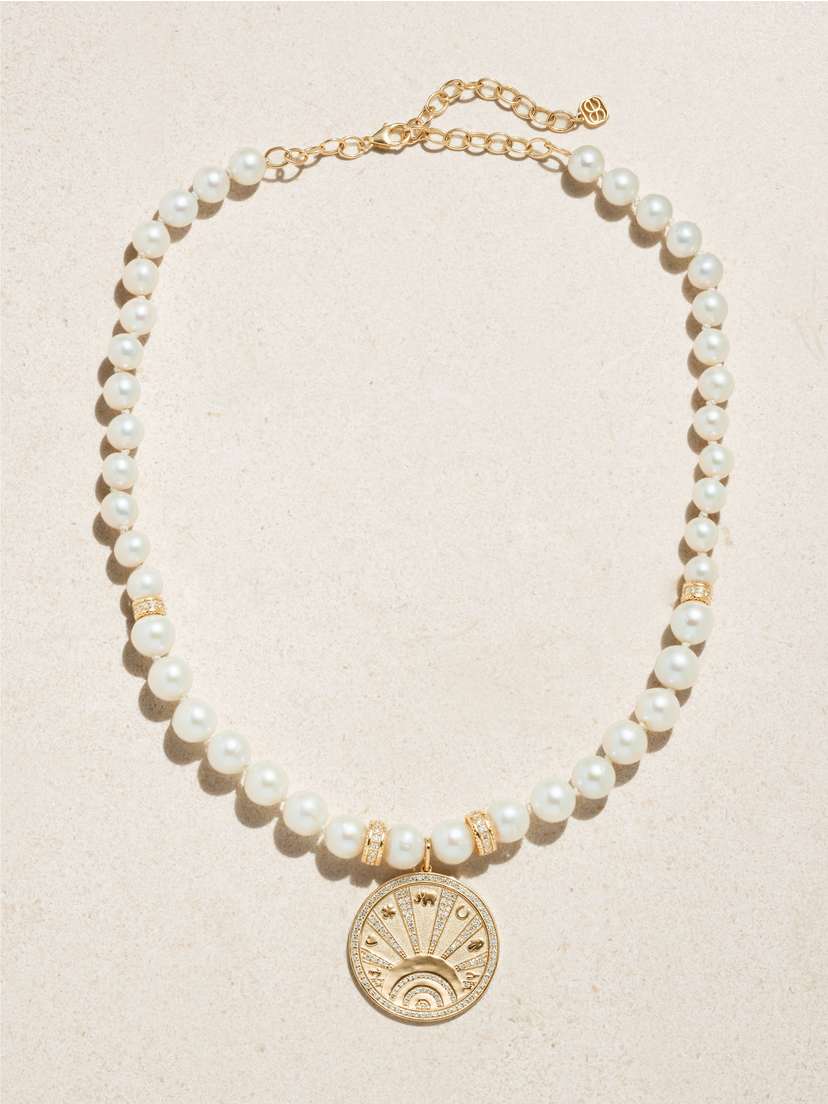 Sydney Evan Icon 14-karat Gold, Pearl And Diamond Necklace