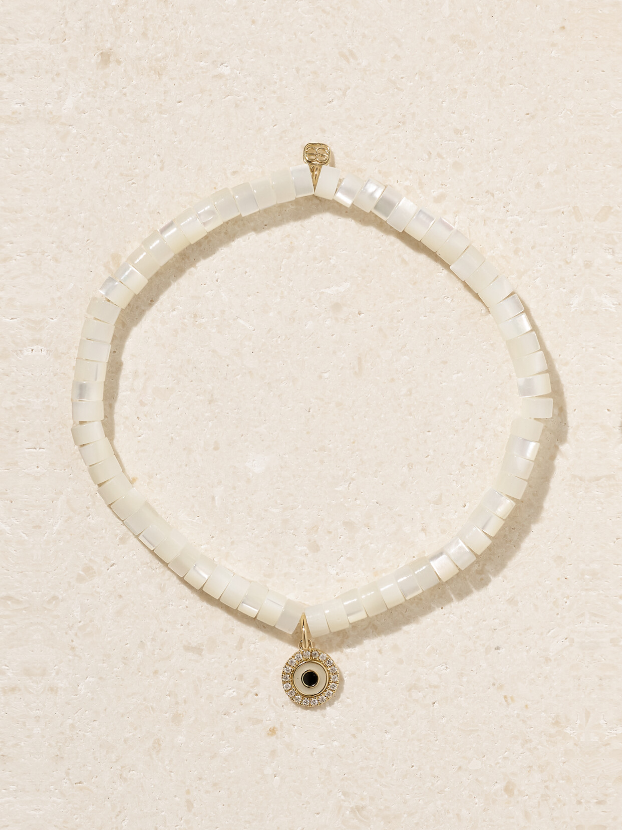 Sydney Evan Small Evil Eye 14-karat  Mother-of-pearl And Diamond Bracelet