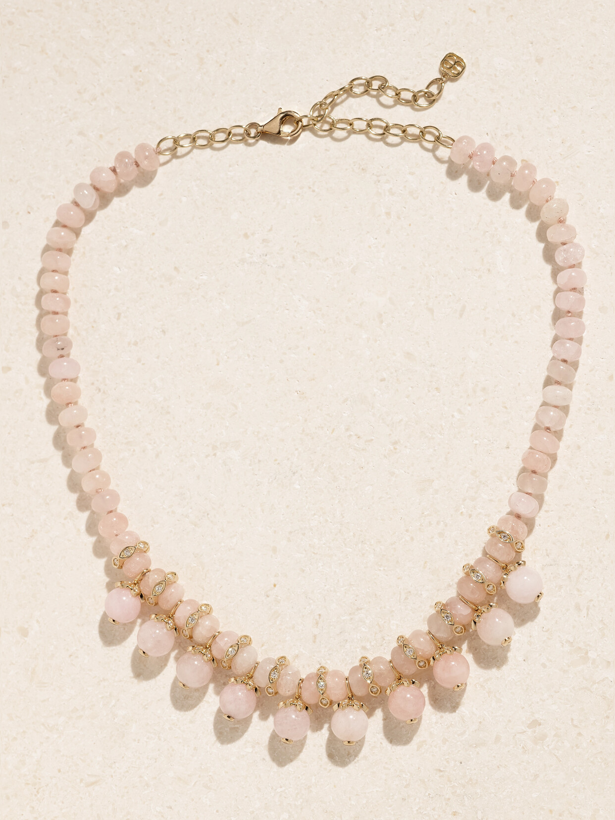 Sydney Evan Marquise Eye 14-karat Gold, Morganite And Diamond Necklace
