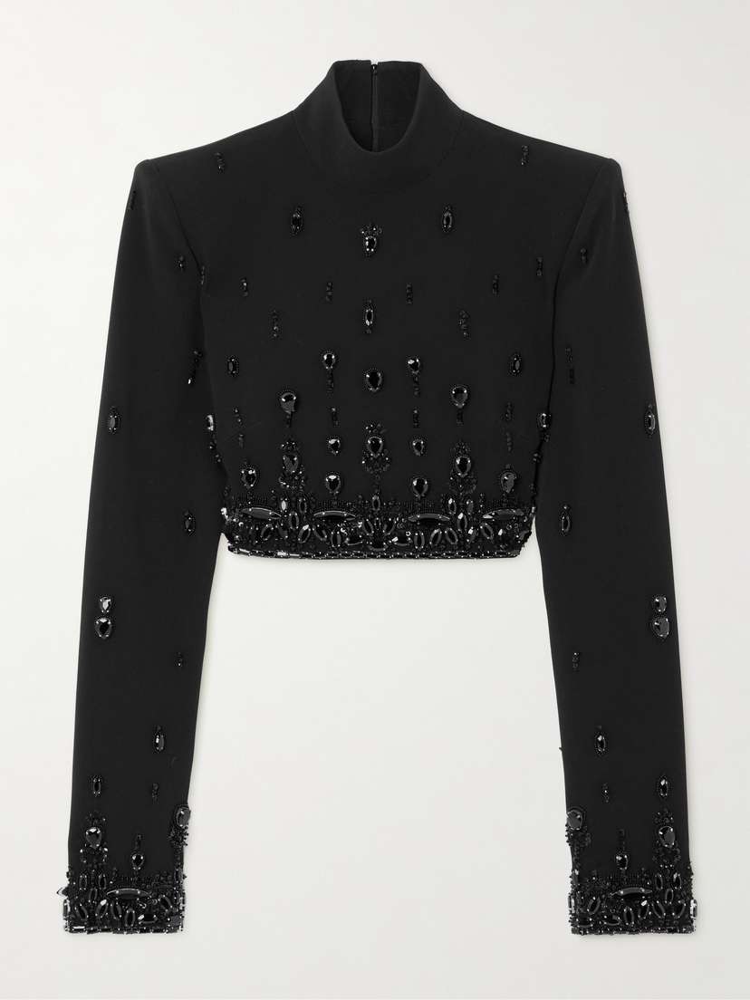 Zuhair Murad Cropped Embellished Cady Top