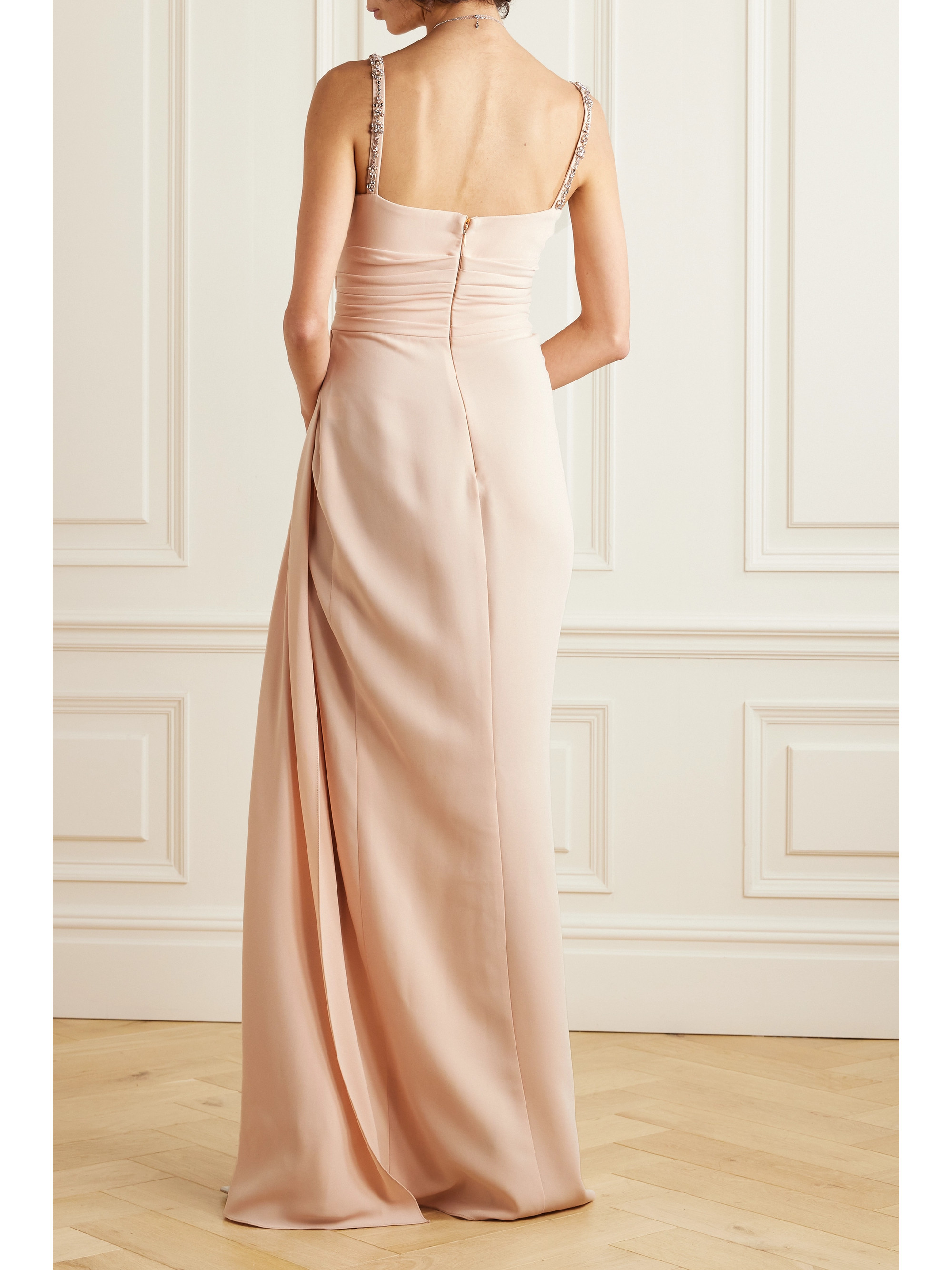 Zuhair Murad Crystal-embellished draped cady gown thumbnail