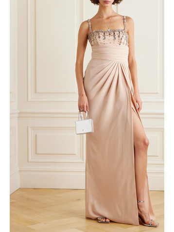 Zuhair Murad Crystal-embellished draped cady gown