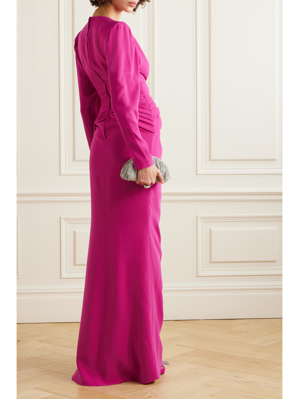 Zuhair Murad Gathered Cady Gown In Pink
