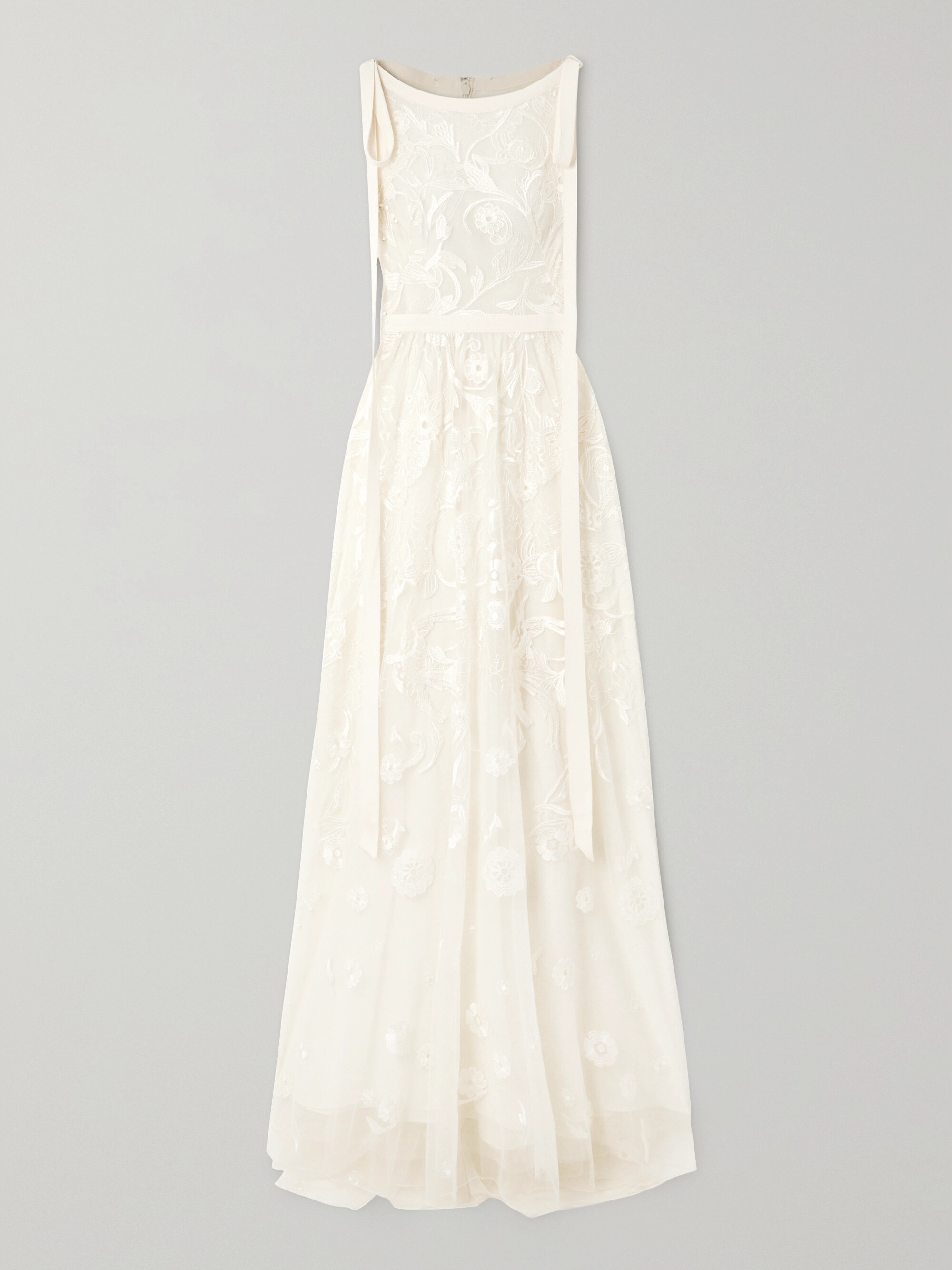 Zuhair Murad Floral Scene bow-detailed embroidered tulle gown