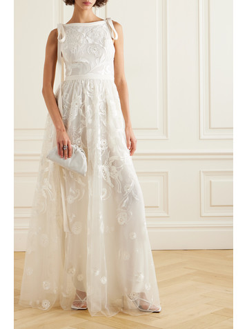 Zuhair Murad Floral Scene bow-detailed embroidered tulle gown