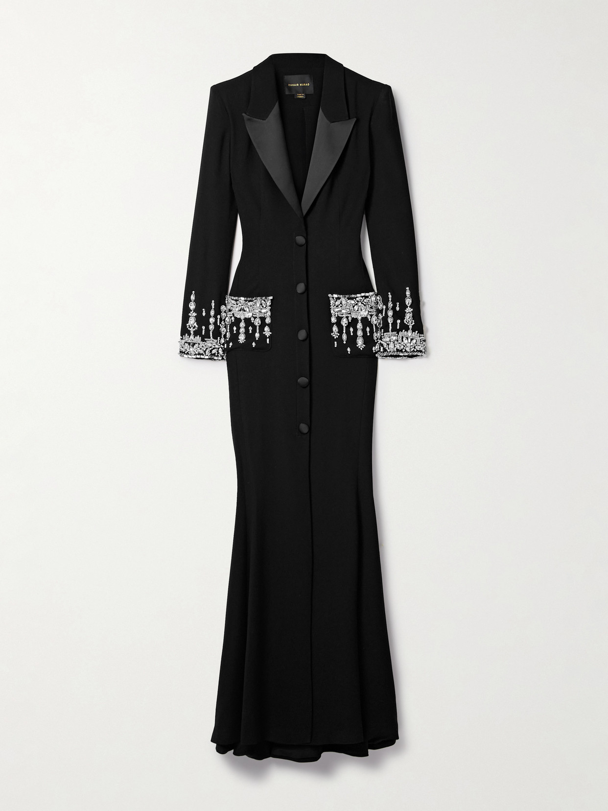 Zuhair Murad - Satin-trimmed Embellished Cady Gown - Black