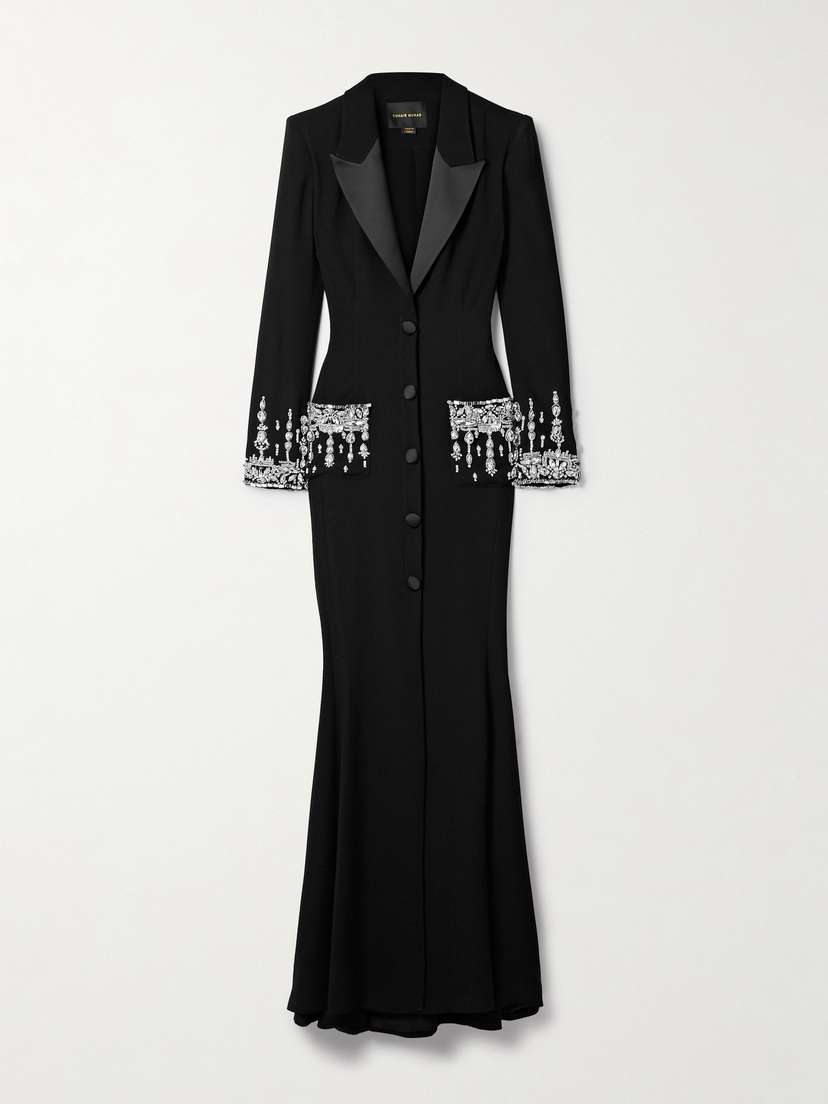 Zuhair Murad Satin-trimmed Embellished Cady Gown