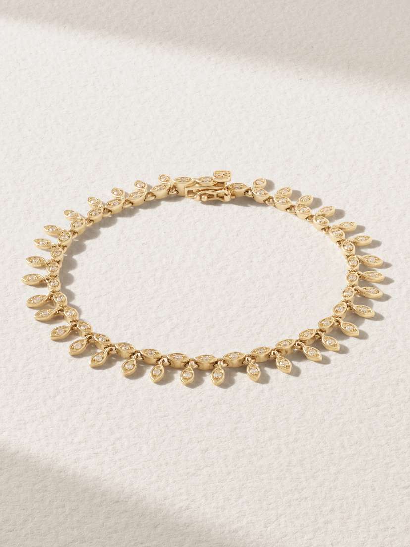 Sydney Evan Marquis Eye Eternity Fringe 14-karat Gold Diamond Bracelet