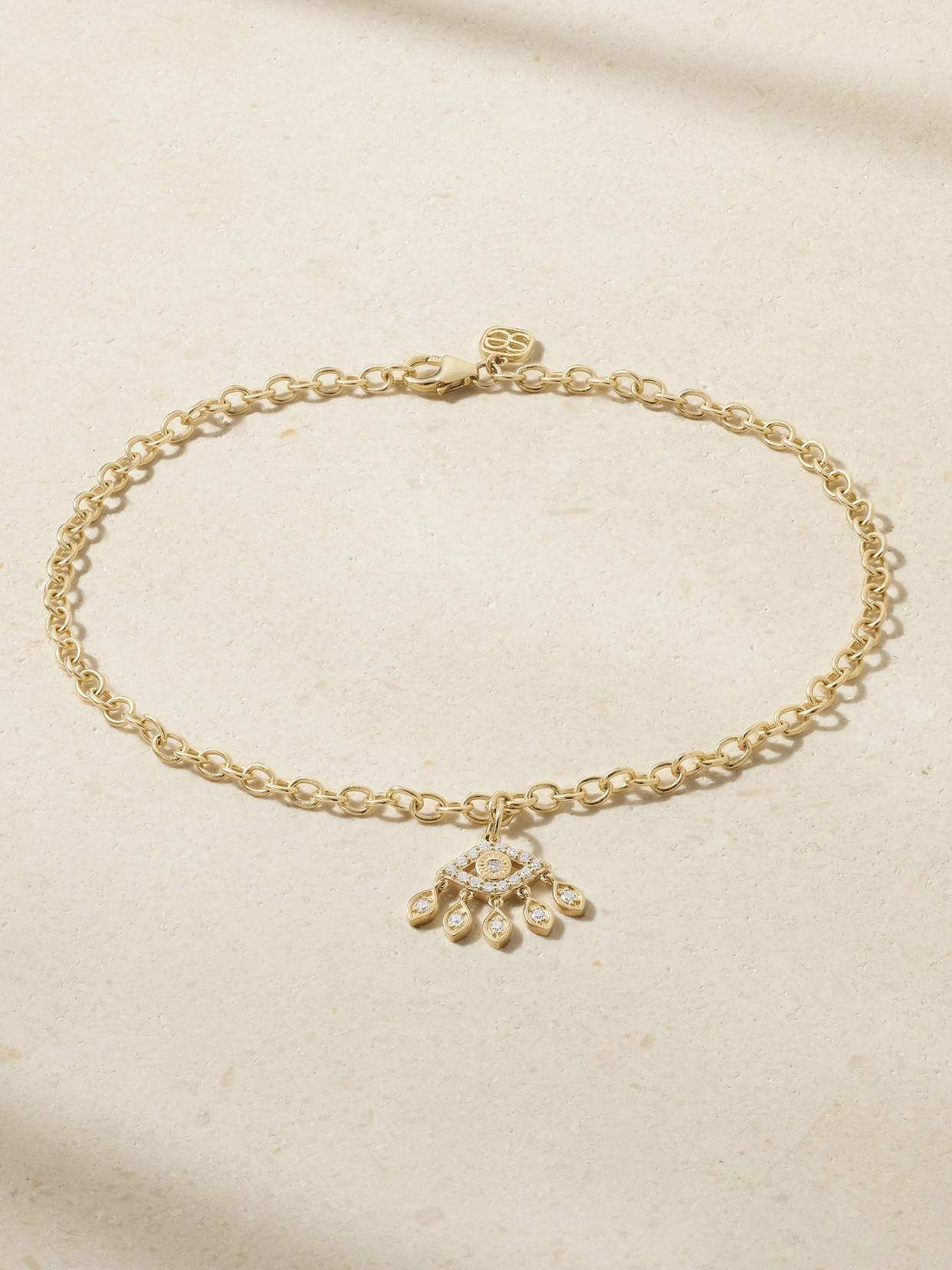 Sydney Evan Evil Eye 14-karat Gold Diamond Anklet
