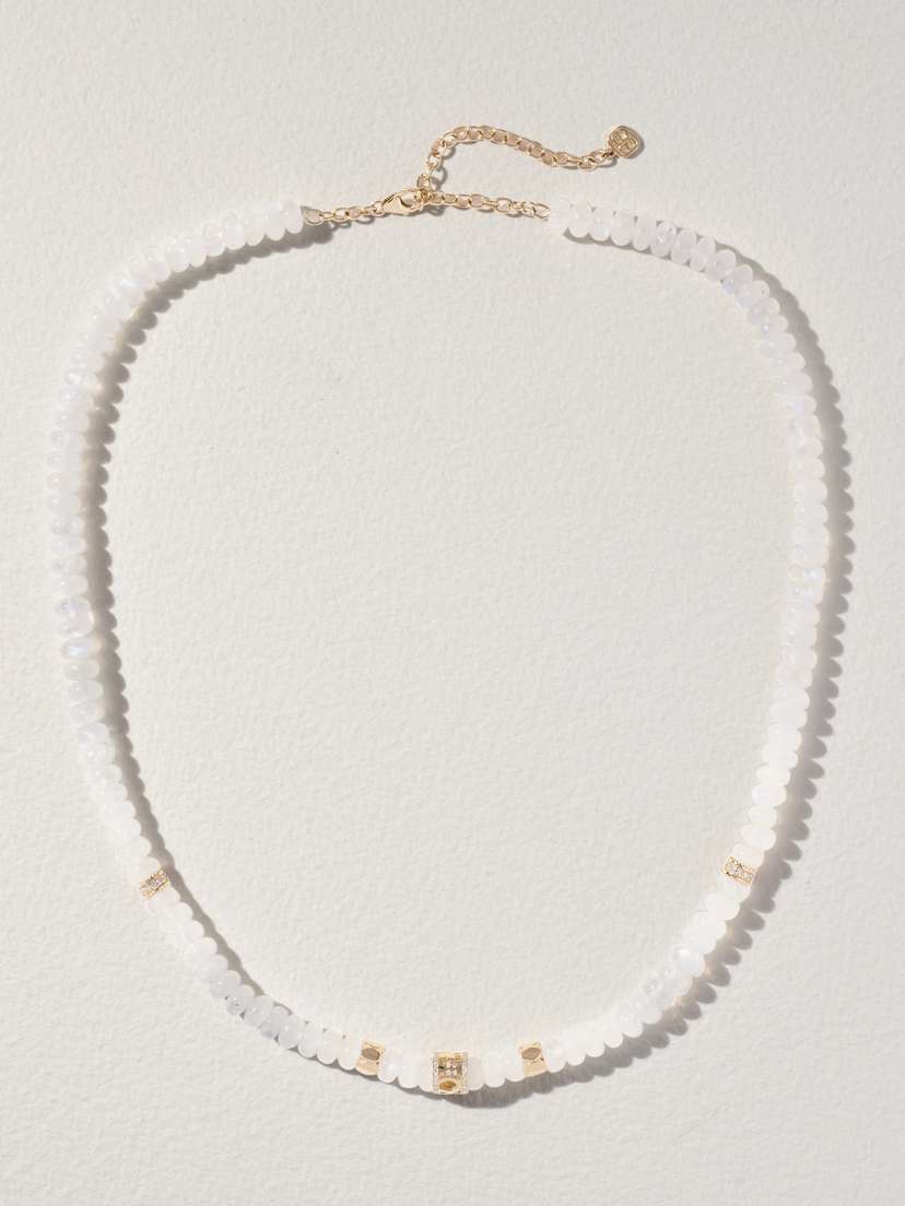 Sydney Evan 14-karat Gold, Mother-of-pearl And Diamond Necklace