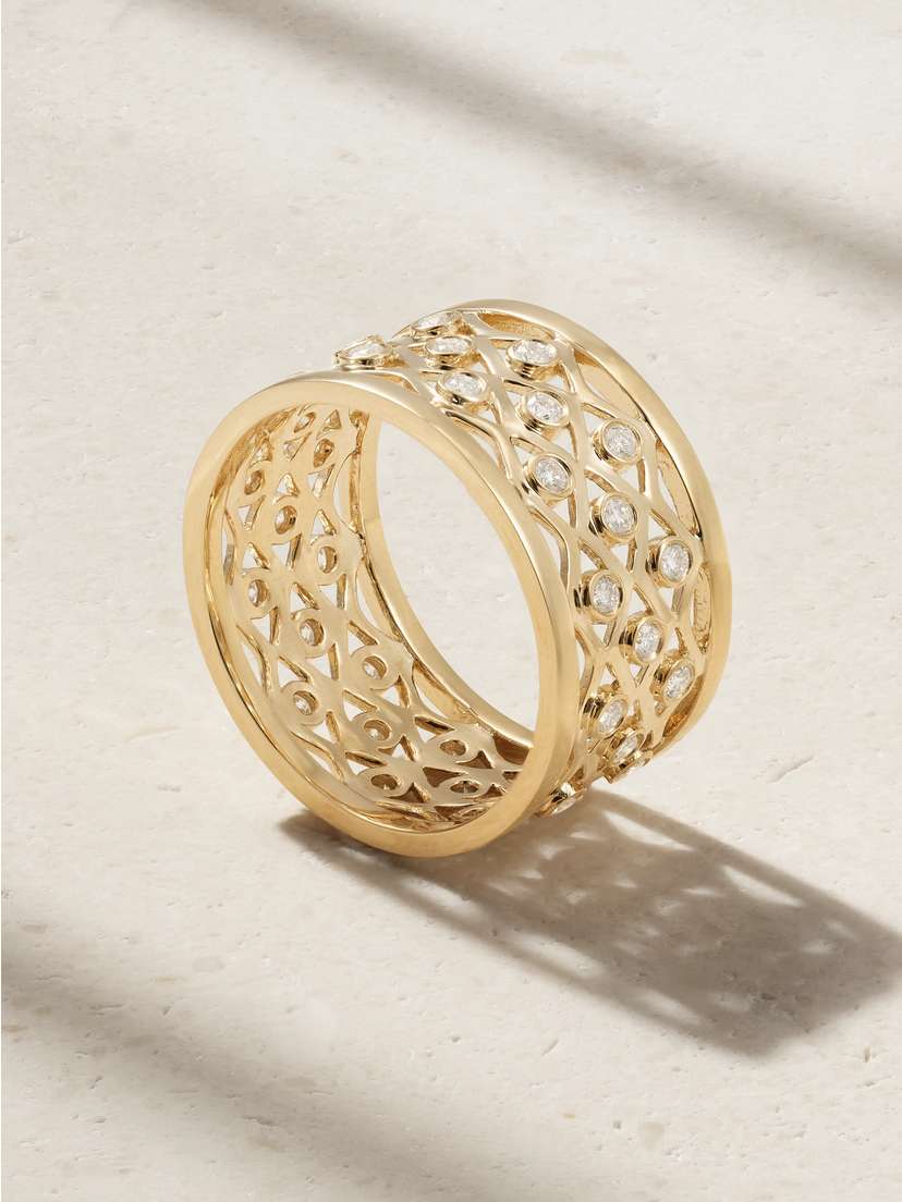 Sydney Evan Fishnet 14-karat Gold Diamond Eternity Ring