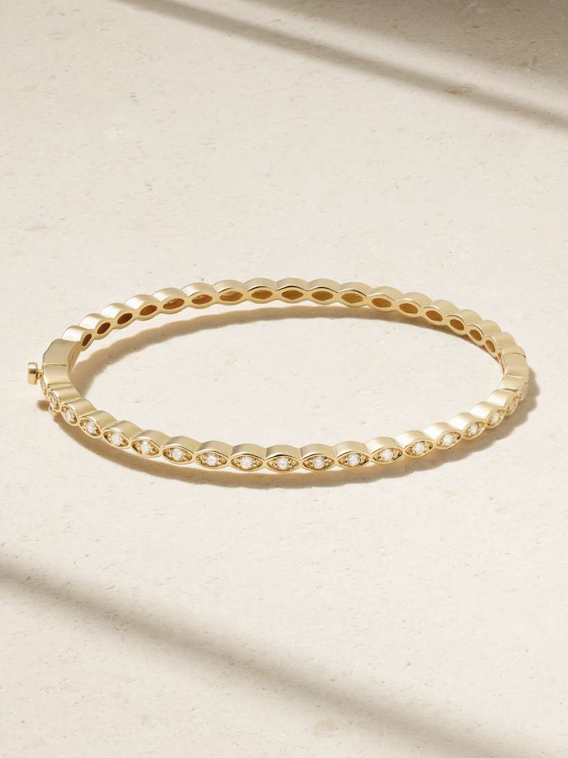 Sydney Evan Marquis Eye 14-karat Gold Diamond Bangle