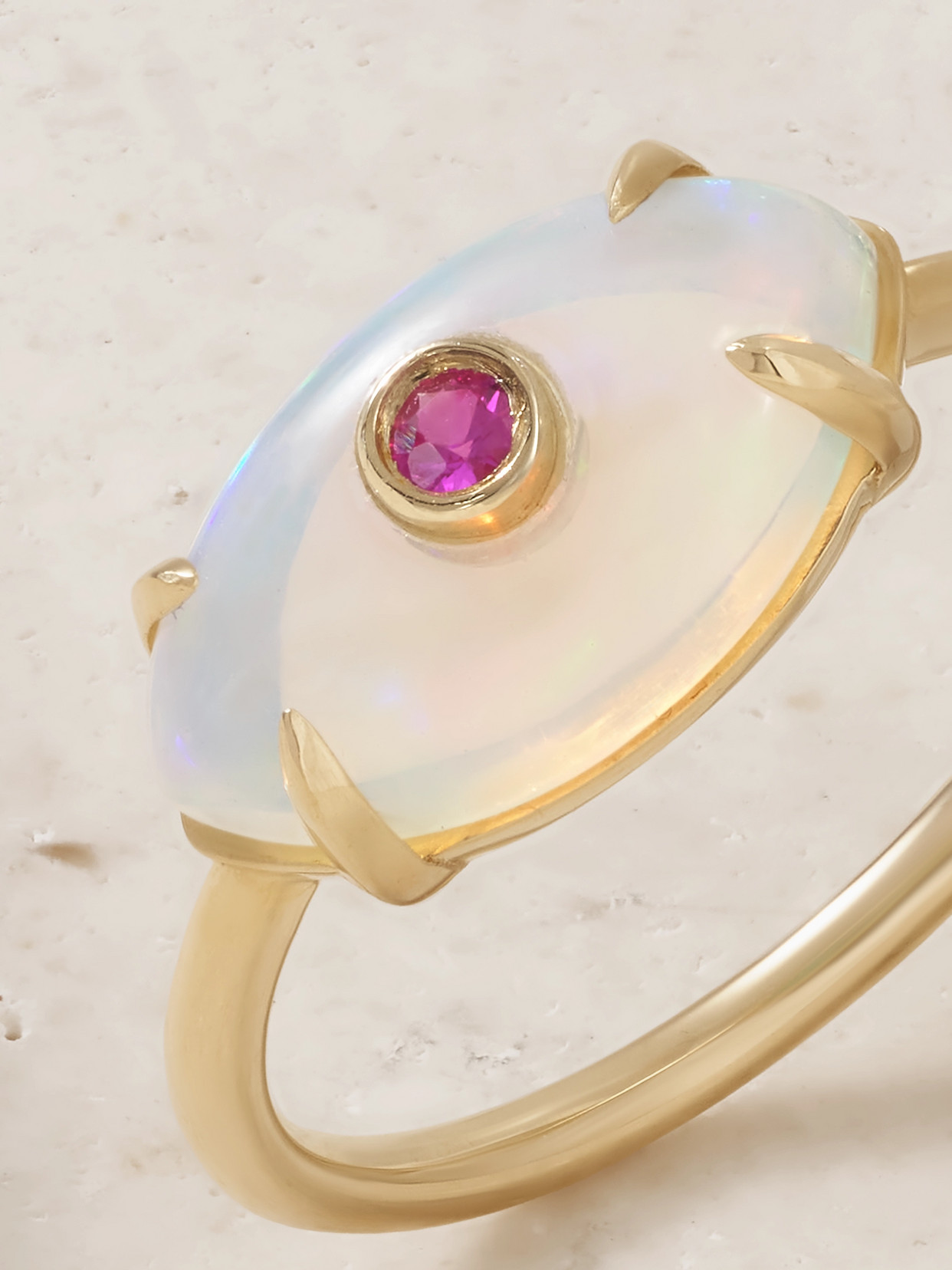 Sydney Evan Evil Eye 14-karat Gold Opal And Sapphire Ring In Gold