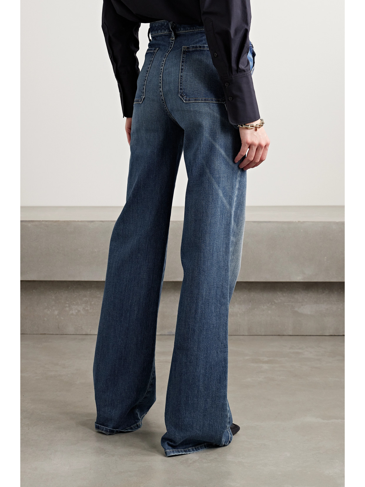 Shop Nili Lotan Quentin High-rise Wide-leg Jeans In Blue