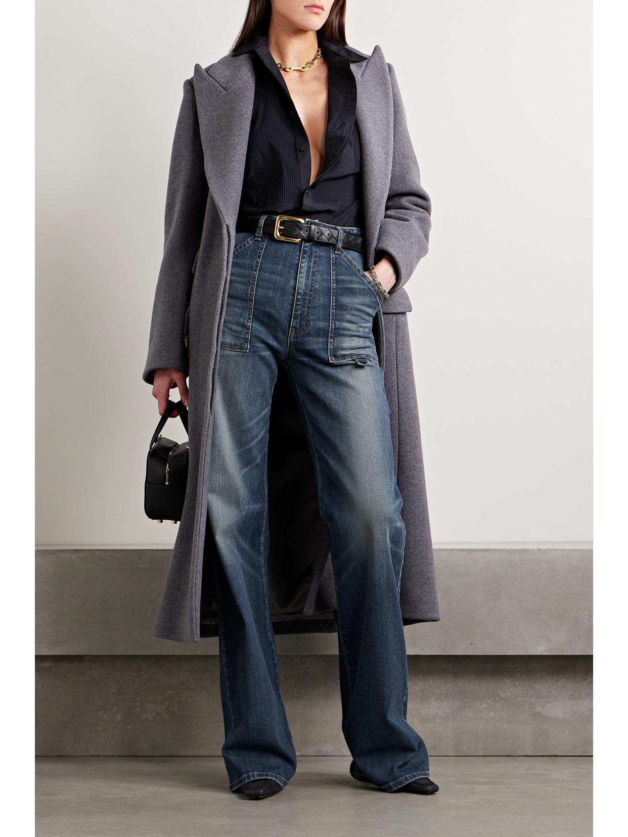 Shop Nili Lotan Quentin High-rise Wide-leg Jeans In Blue
