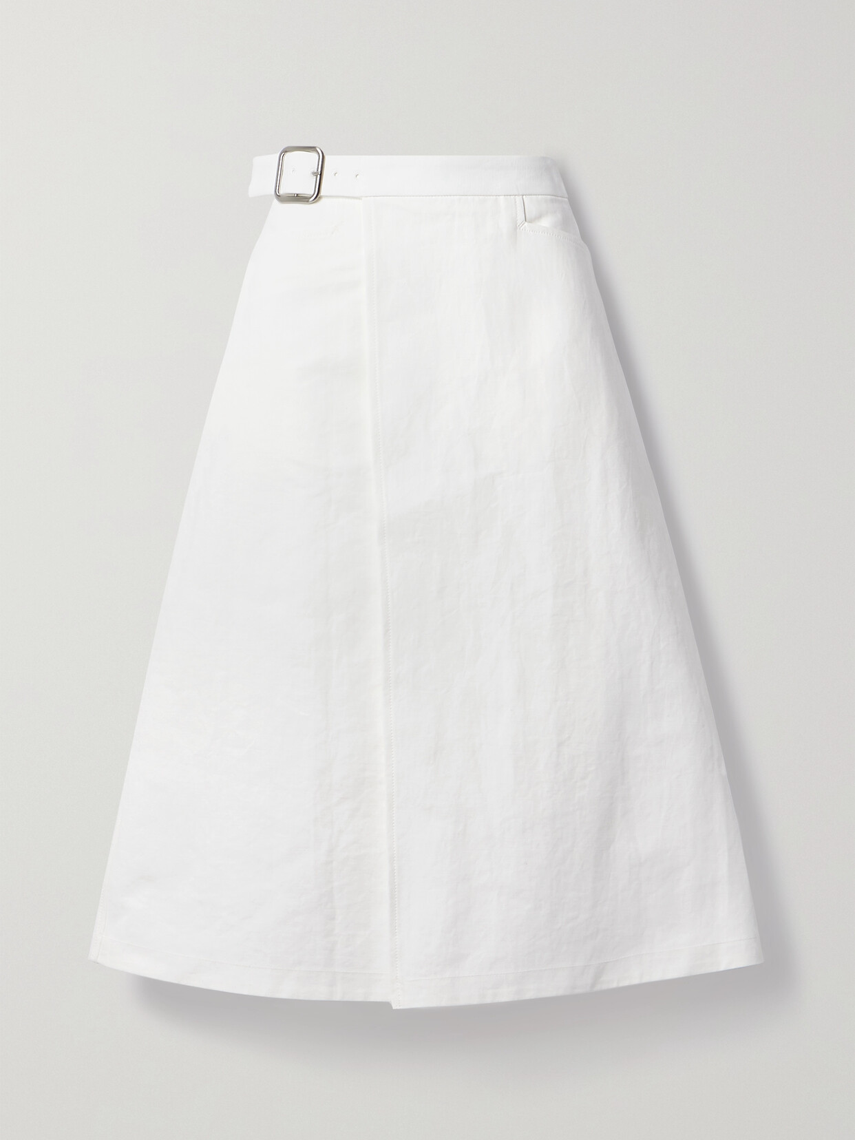 Jil Sander - Buckled Cotton-poplin Wrap Skirt - White