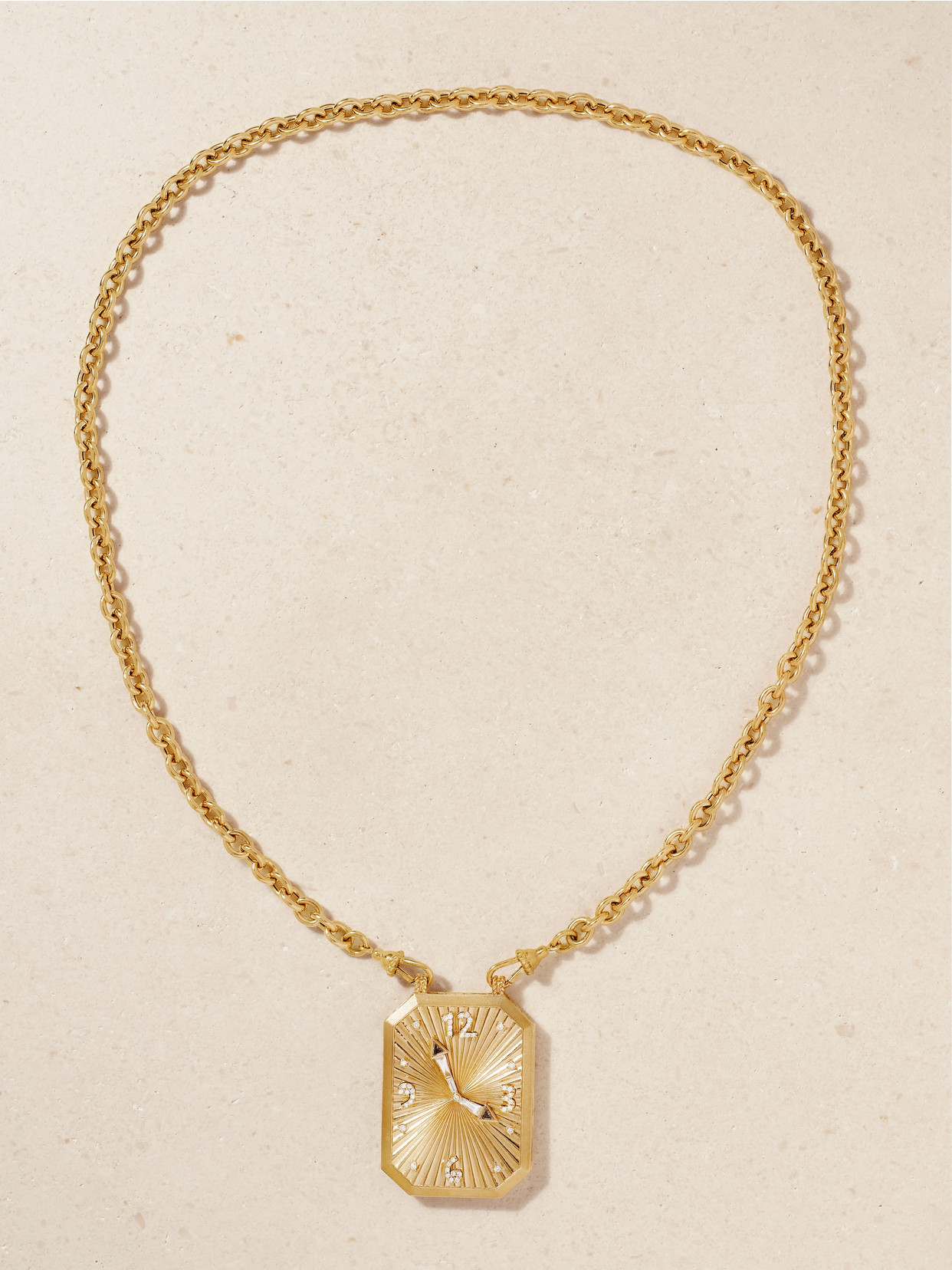 Marie Lichtenberg Thinking Of You Engraved 18-karat Gold Diamond Necklace