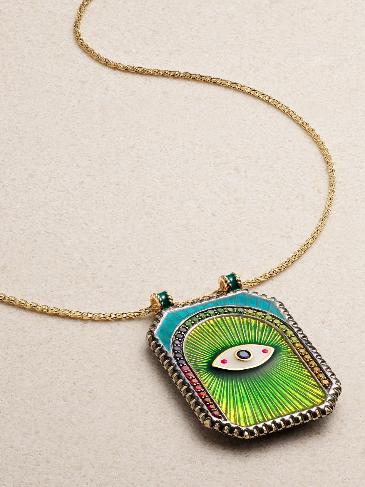 Marie Lichtenberg - Eye Protect 18-karat Gold, Enamel, Sapphire And Diamond Necklace - One size