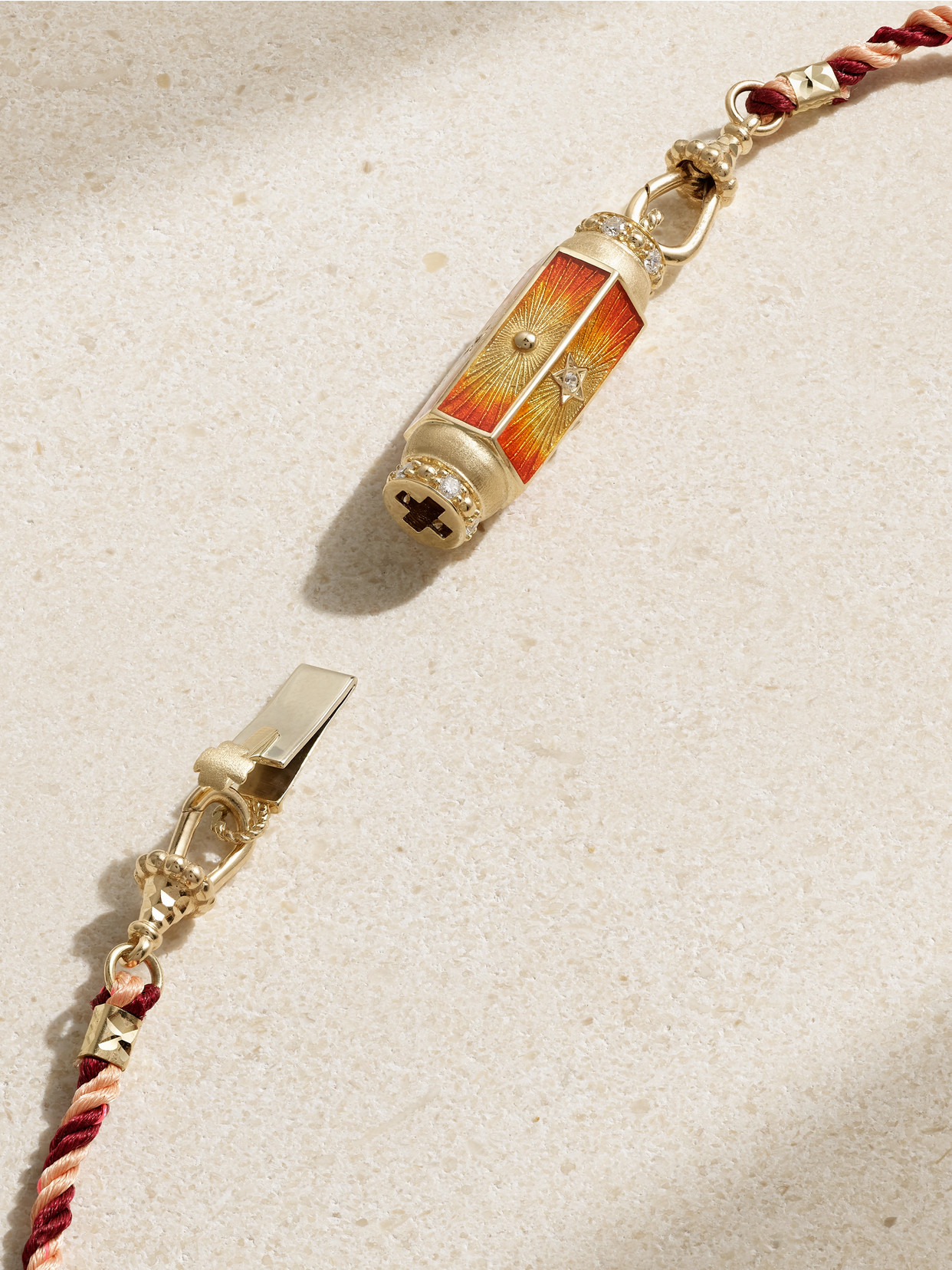 Marie Lichtenberg 14k Yellow Gold Orange Baby Locket Diamond Necklace In Gold