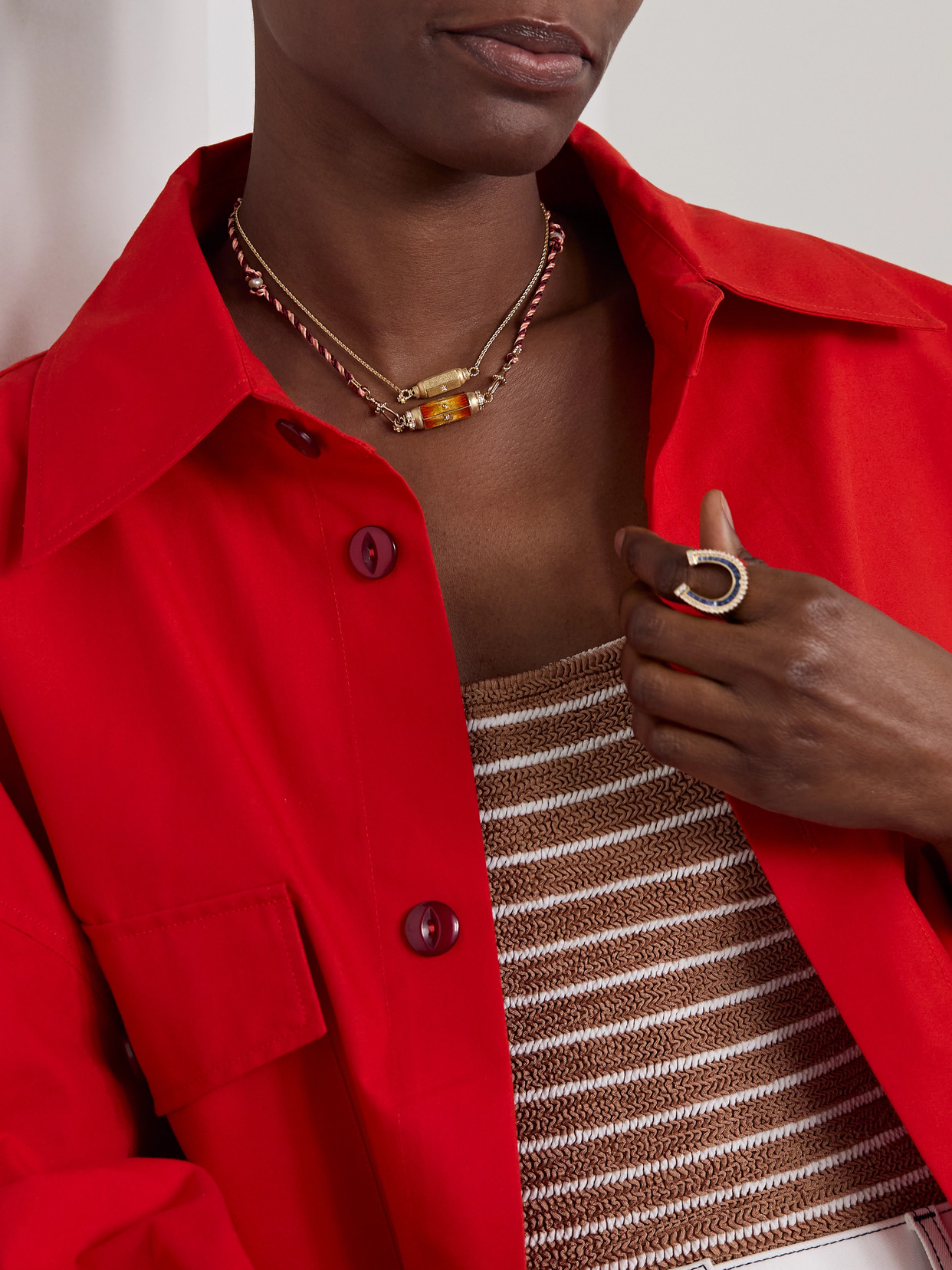 Marie Lichtenberg 14k Yellow Gold Orange Baby Locket Diamond Necklace In Gold