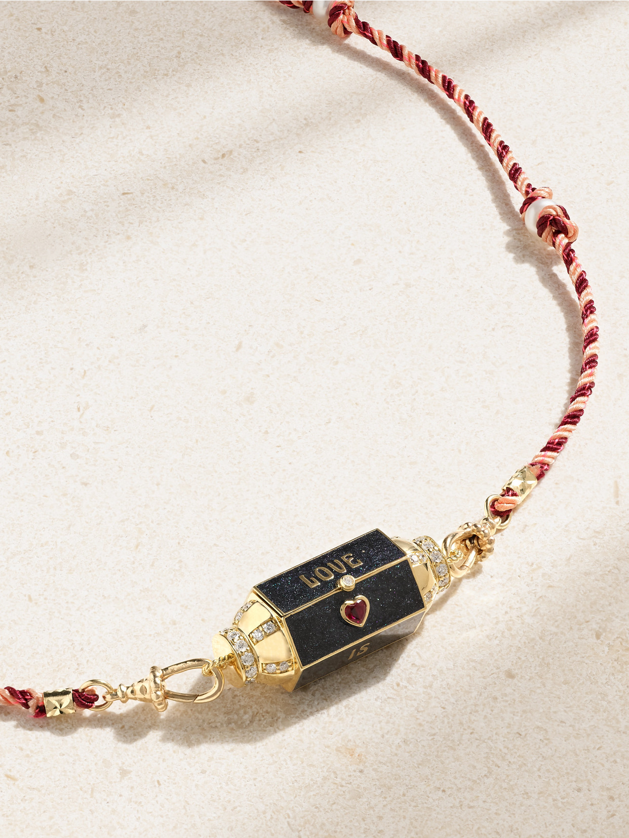 MARIE LICHTENBERG LOVE IS BLIND LOCKET 18-KARAT GOLD MULTI-STONE NECKLACE