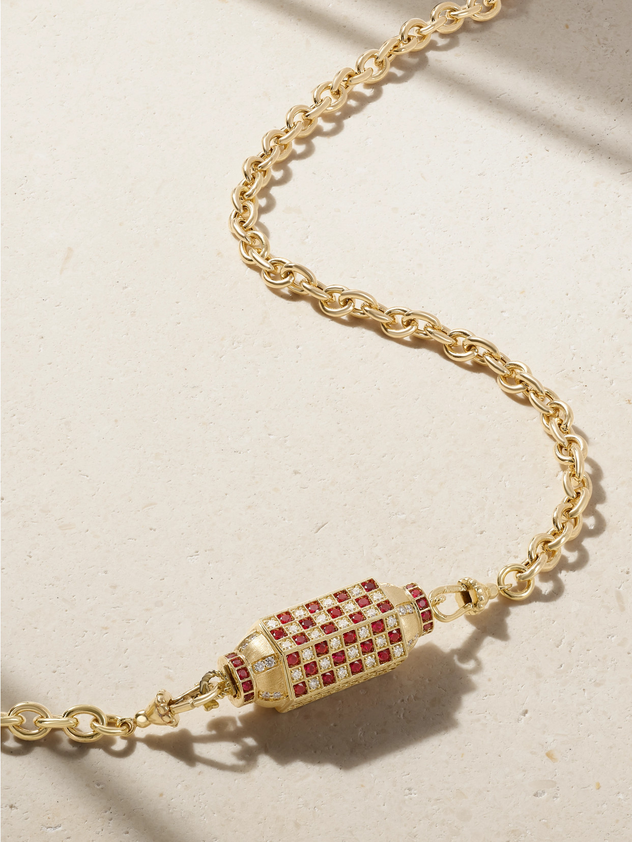 Marie Lichtenberg Check Locket 18-karat Gold, Diamond And Ruby Necklace In Gold