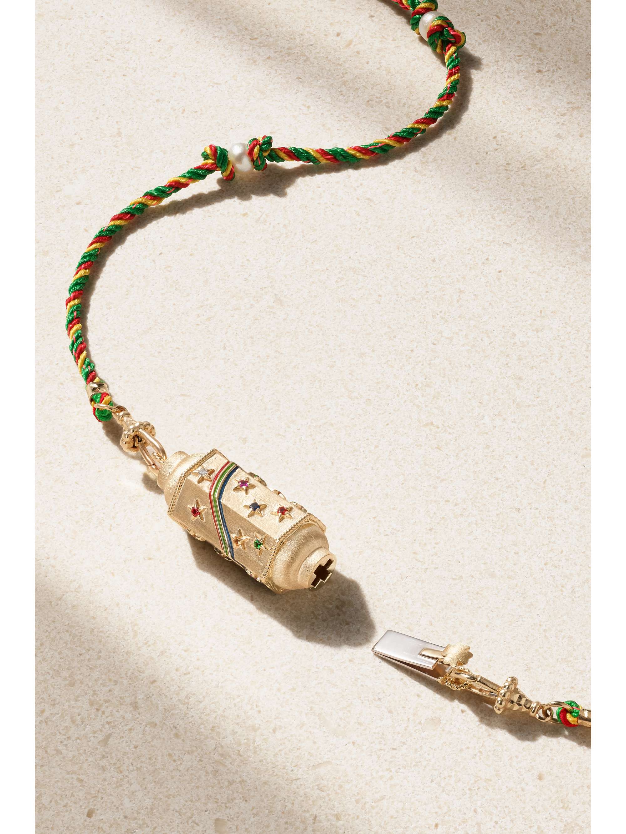 MARIE LICHTENBERG Rainbow Star 14-karat gold, enamel and multi-stone necklace