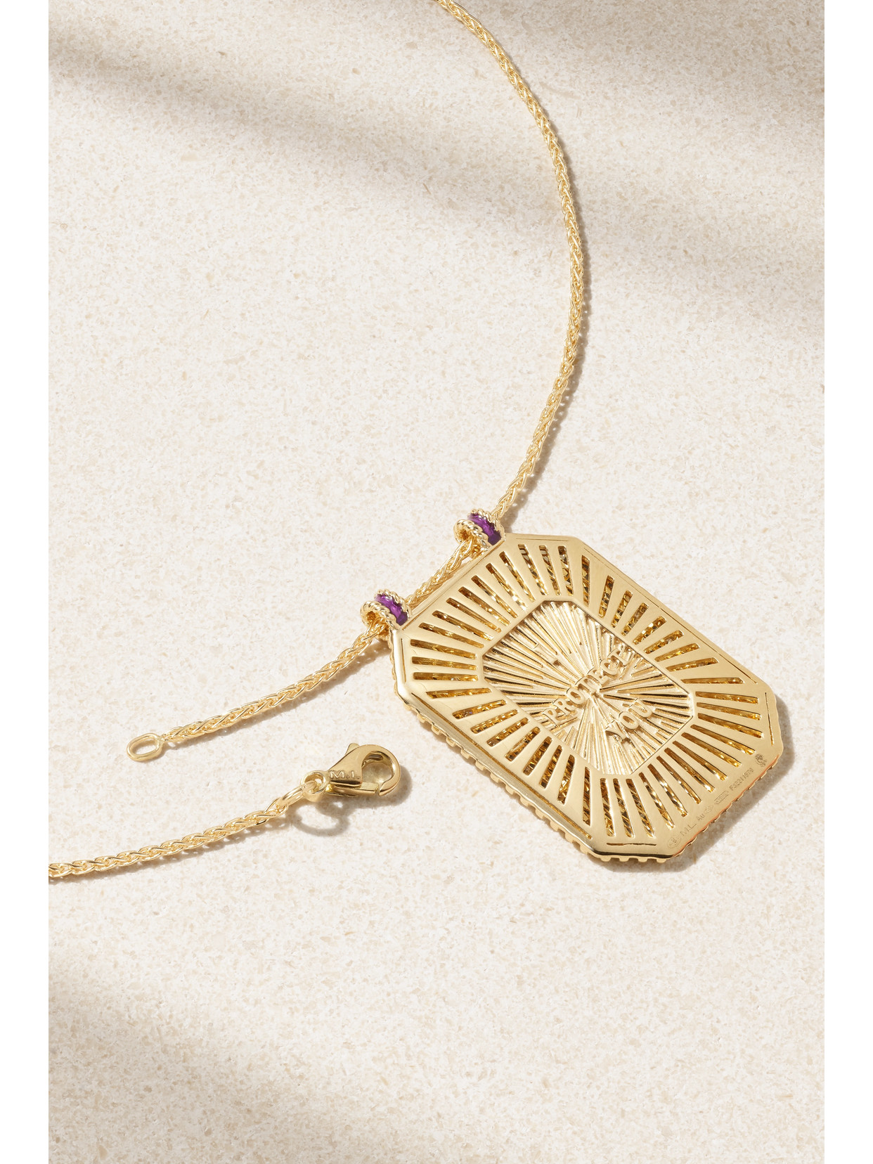 Marie Lichtenberg Eye Protect 18-karat Gold, Enamel And Diamond Necklace In Gold